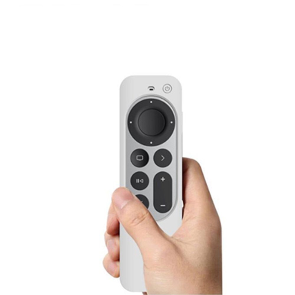 Apple TV 4K 2021 boks + fjernbetjening stødafvisende silikonecover, Hvid