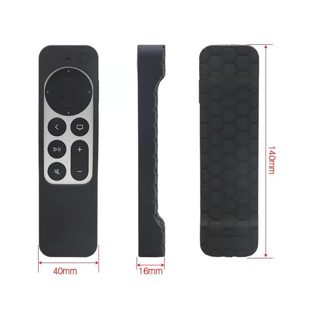 Apple TV 4K 2021 Gen 6 fjernbetjening robust stødabsorberende silikonecover, Sort