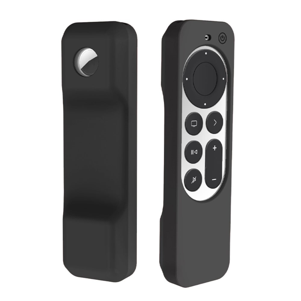 Apple TV 4K 2021 Gen 6 fjernbetjening silikonecover med AirTag-holder, Sort