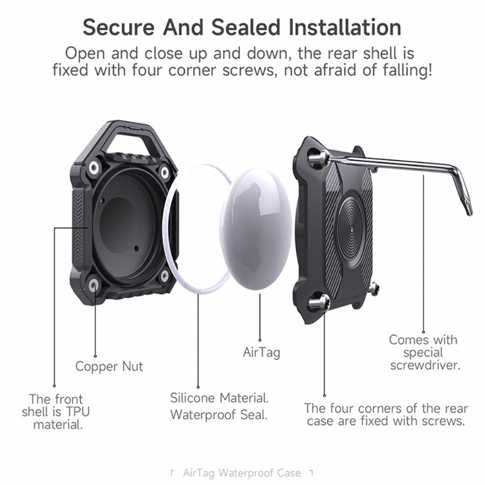 Apple AirTag vandtæt robust cover, Sort