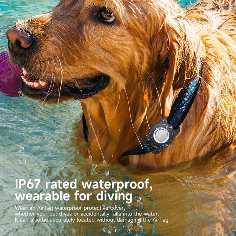 Apple AirTag Vandtæt cover til hundehalsbånd, Sort