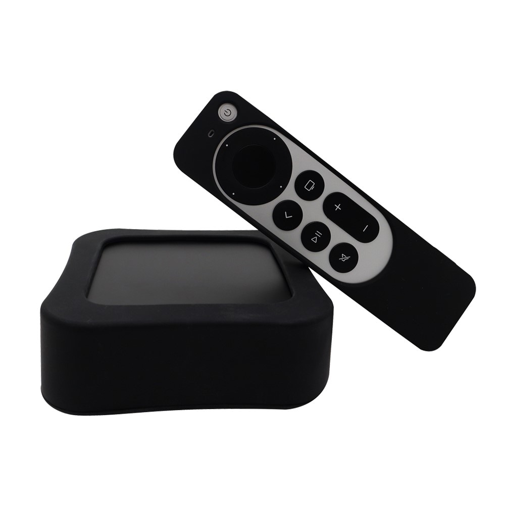 Apple TV 4K 2022 (3. gen) boks + fjernbetjening stødafvisende silikonecover, Sort