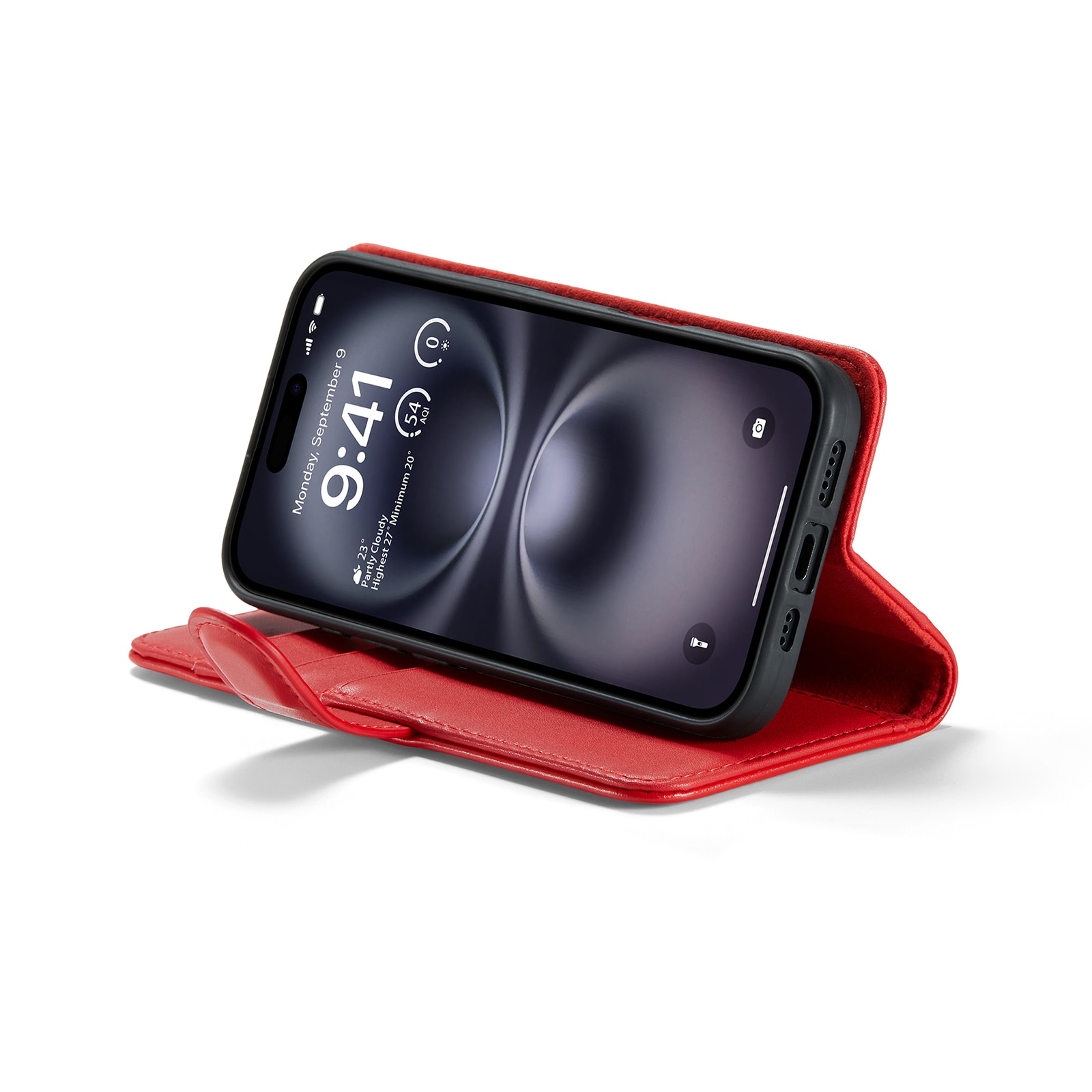 iPhone 17 Pungetui i ægte læder, Rød