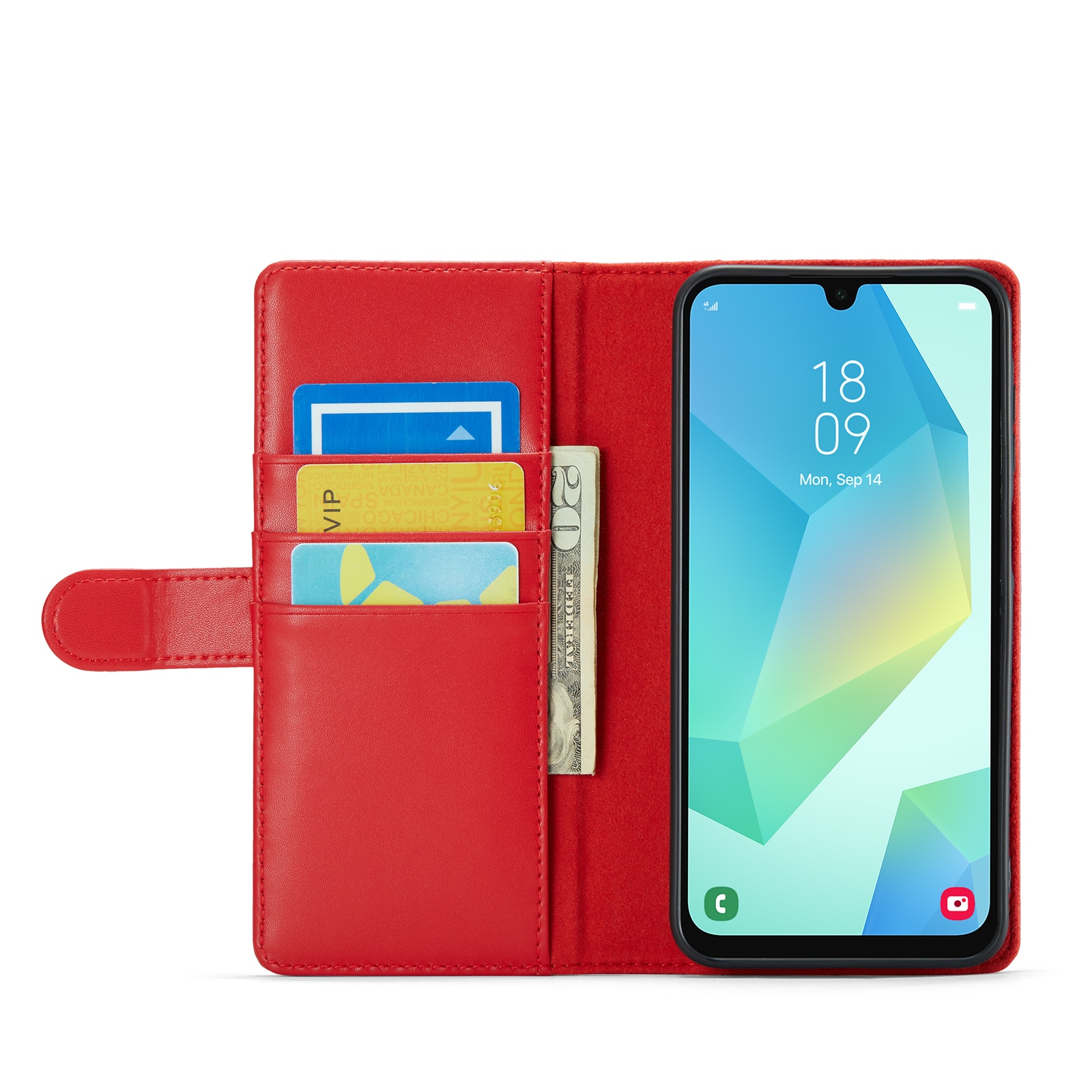Samsung Galaxy A16 Pungetui i ægte læder, Rød