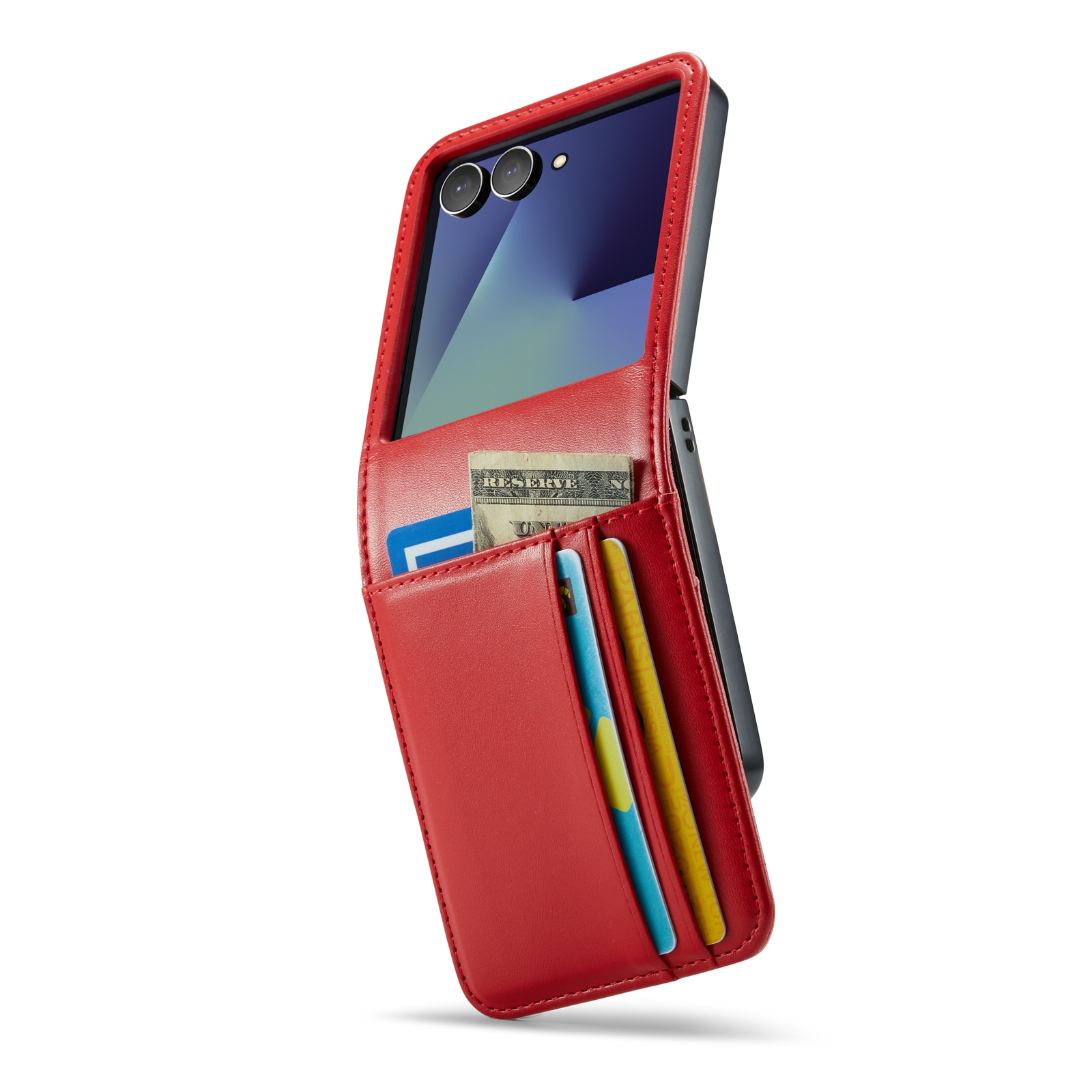 Samsung Galaxy Z Flip 7 Pungetui i ægte læder, Rød