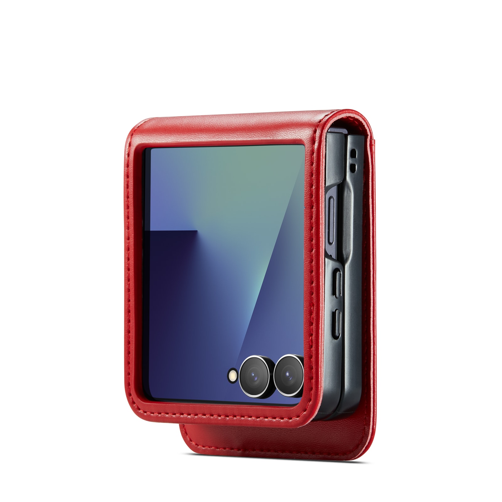 Samsung Galaxy Z Flip 7 Pungetui i ægte læder, Rød