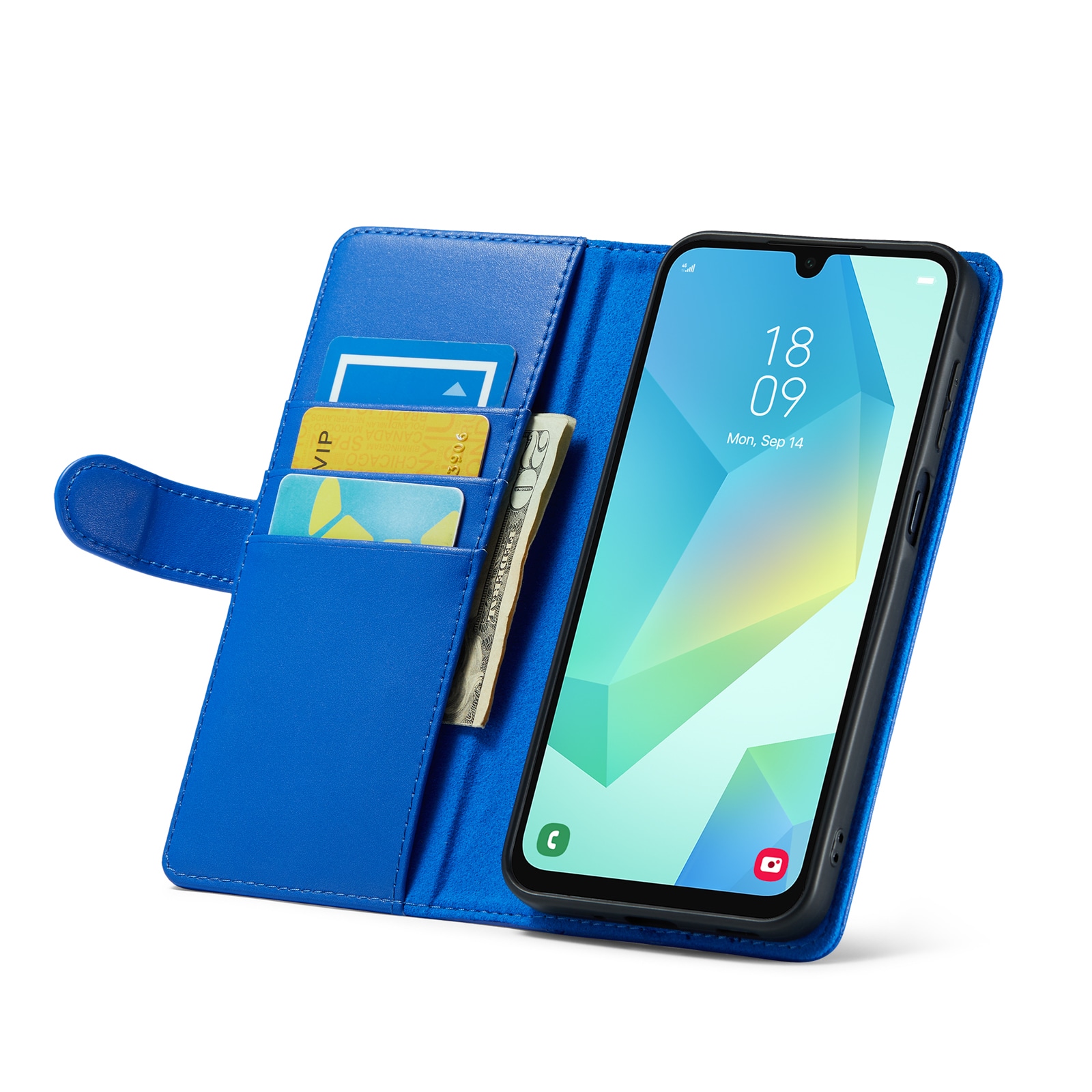 Samsung Galaxy A16 Pungetui i ægte læder, Blå