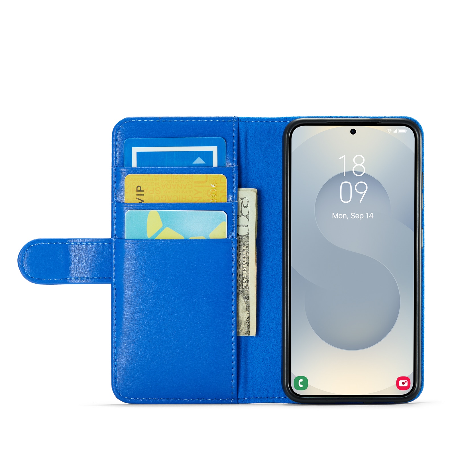 Samsung Galaxy S25 Pungetui i ægte læder, Blå