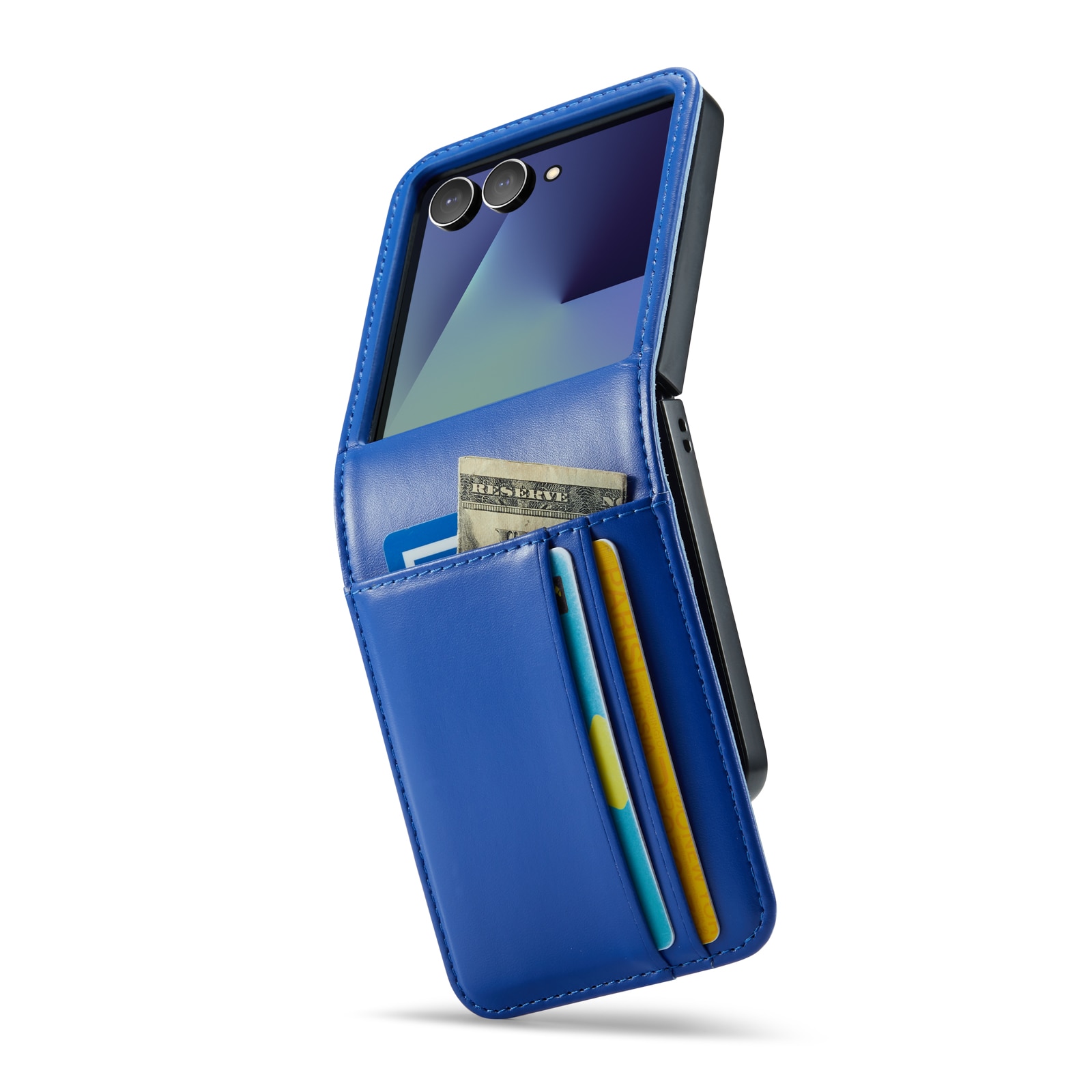 Samsung Galaxy Z Flip 7 Pungetui i ægte læder, Blå