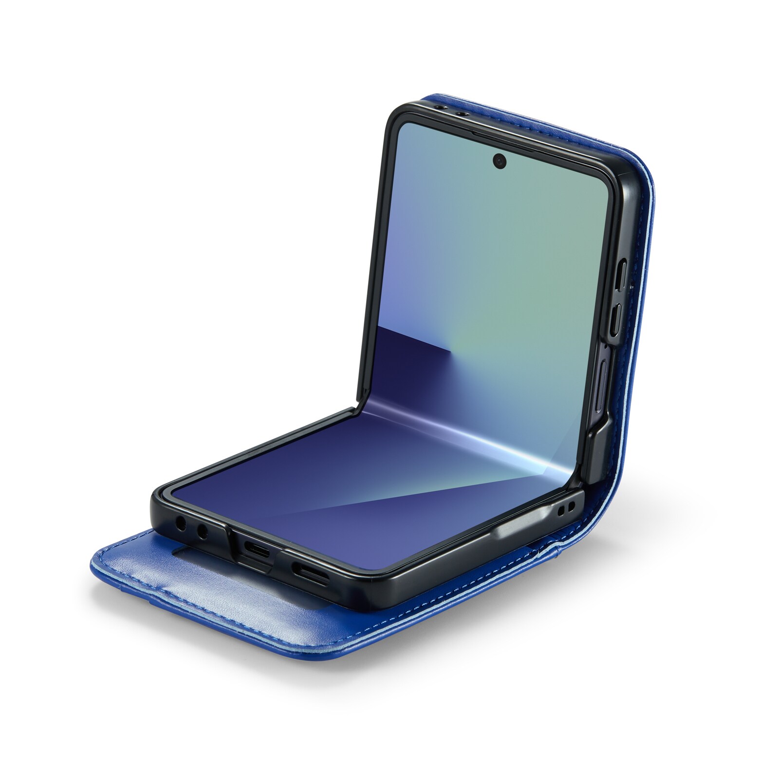 Samsung Galaxy Z Flip 7 Pungetui i ægte læder, Blå