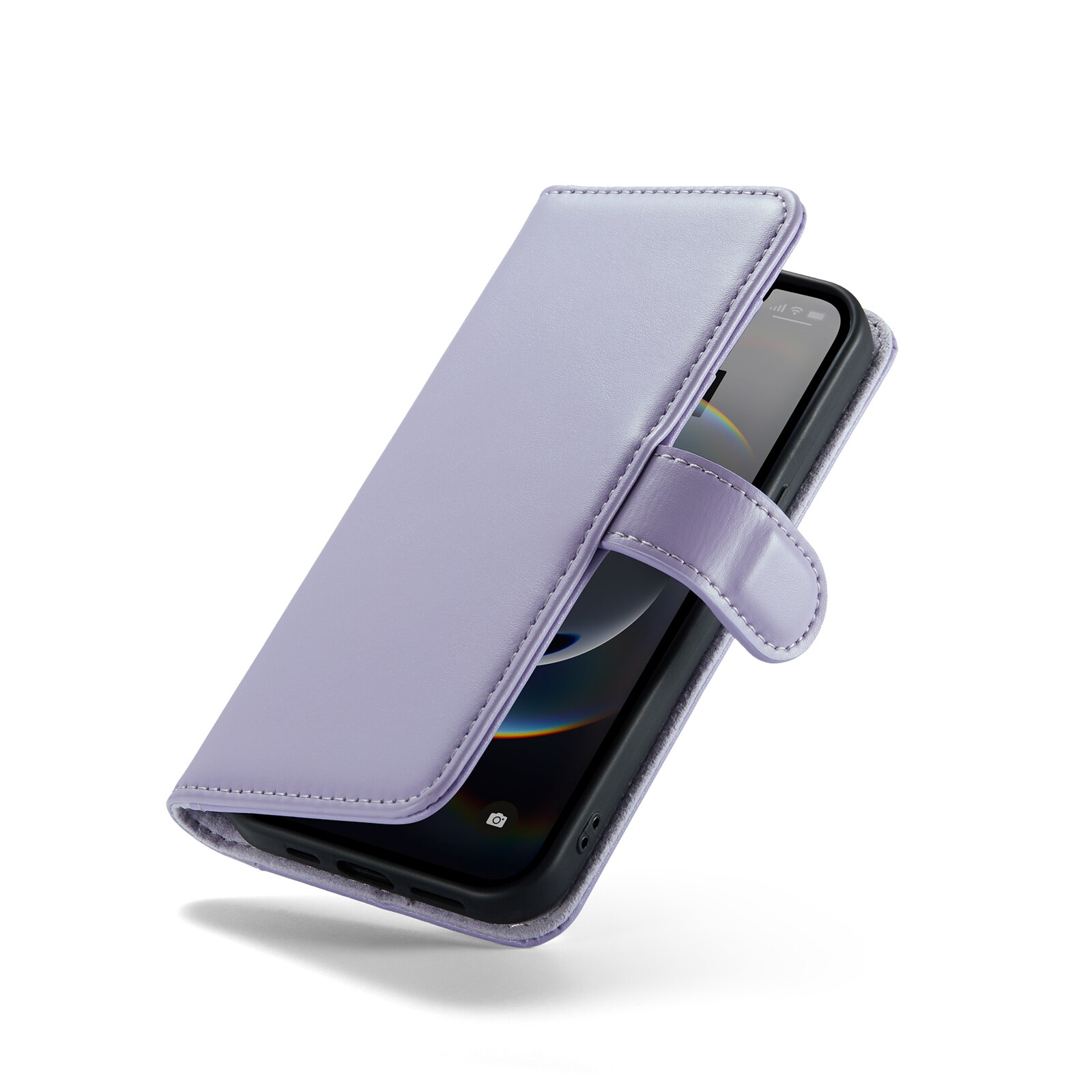 iPhone 16e Pungetui i ægte læder, Lilla