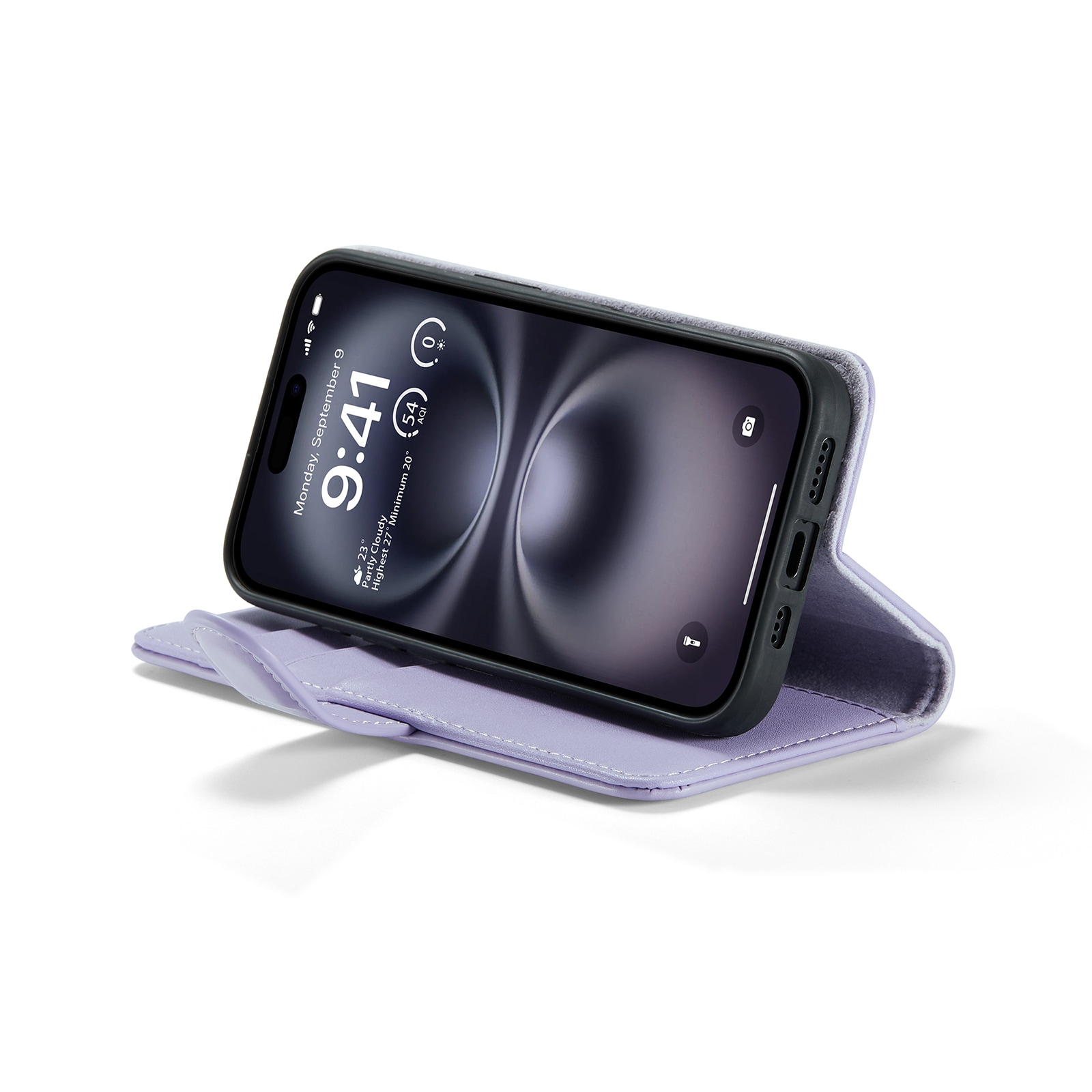 iPhone 17 Pungetui i ægte læder, Lilla