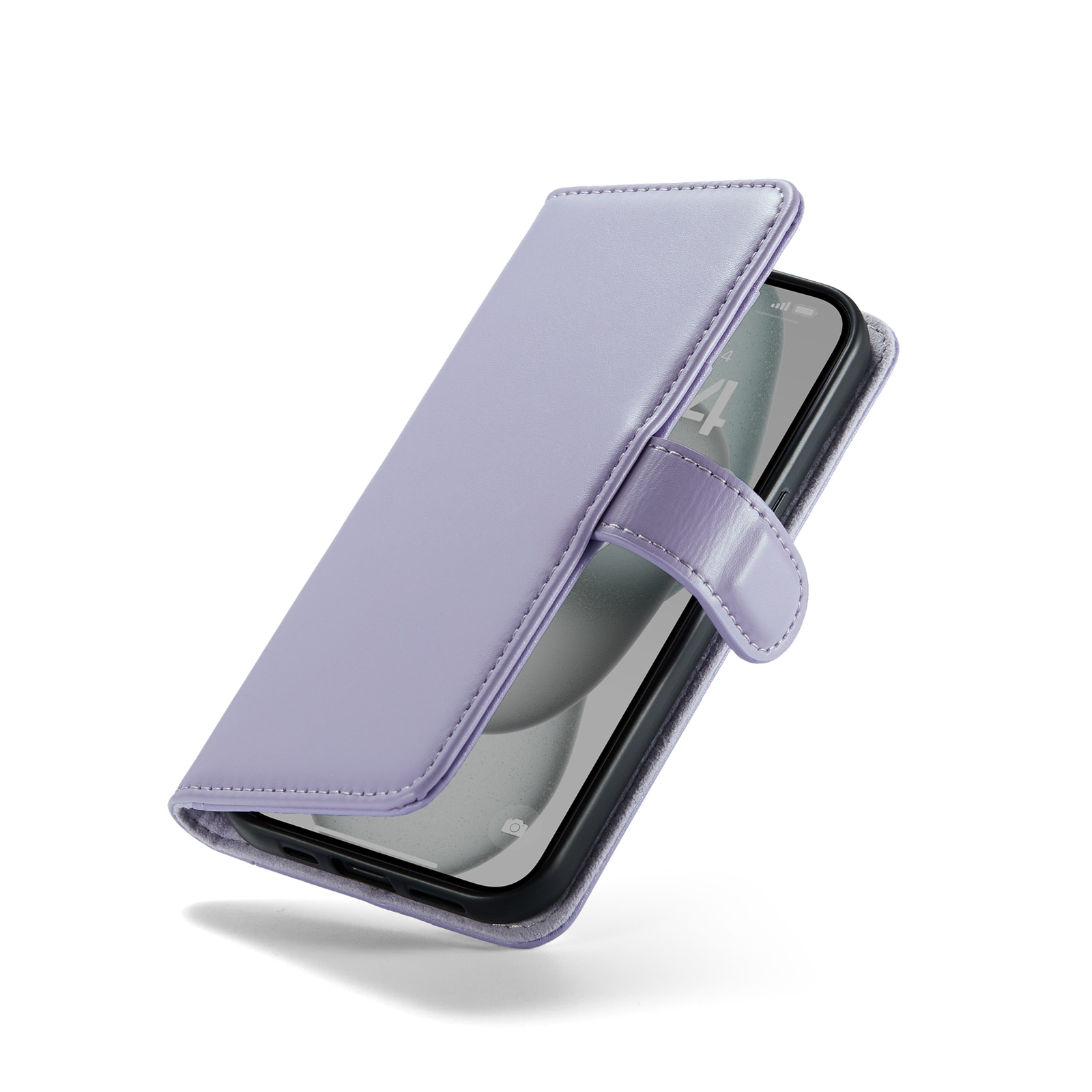 iPhone 14 Pungetui i ægte læder, Lilla