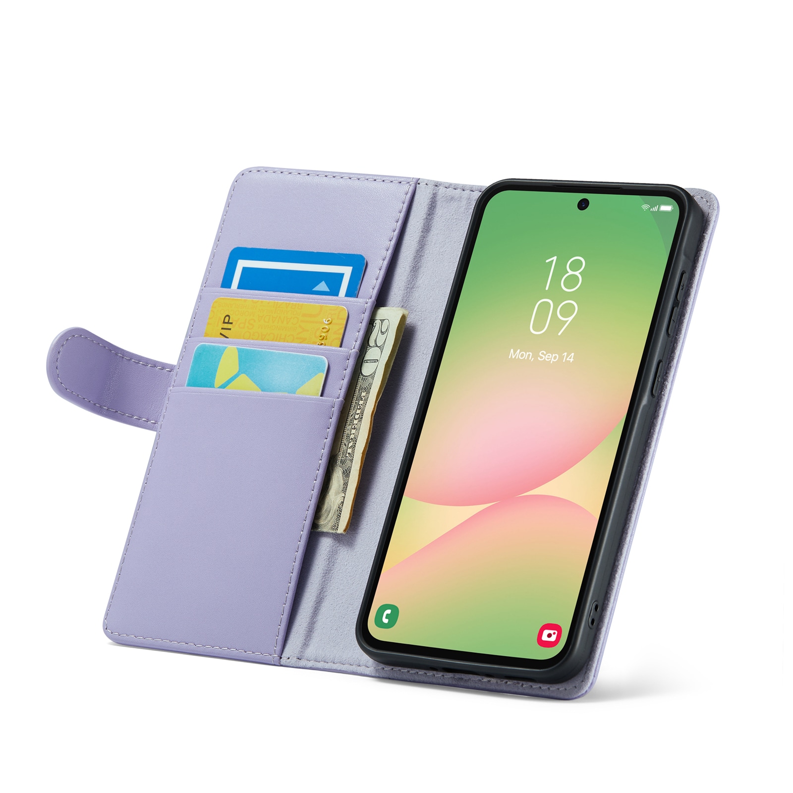 Samsung Galaxy A56 Pungetui i ægte læder, Lilla