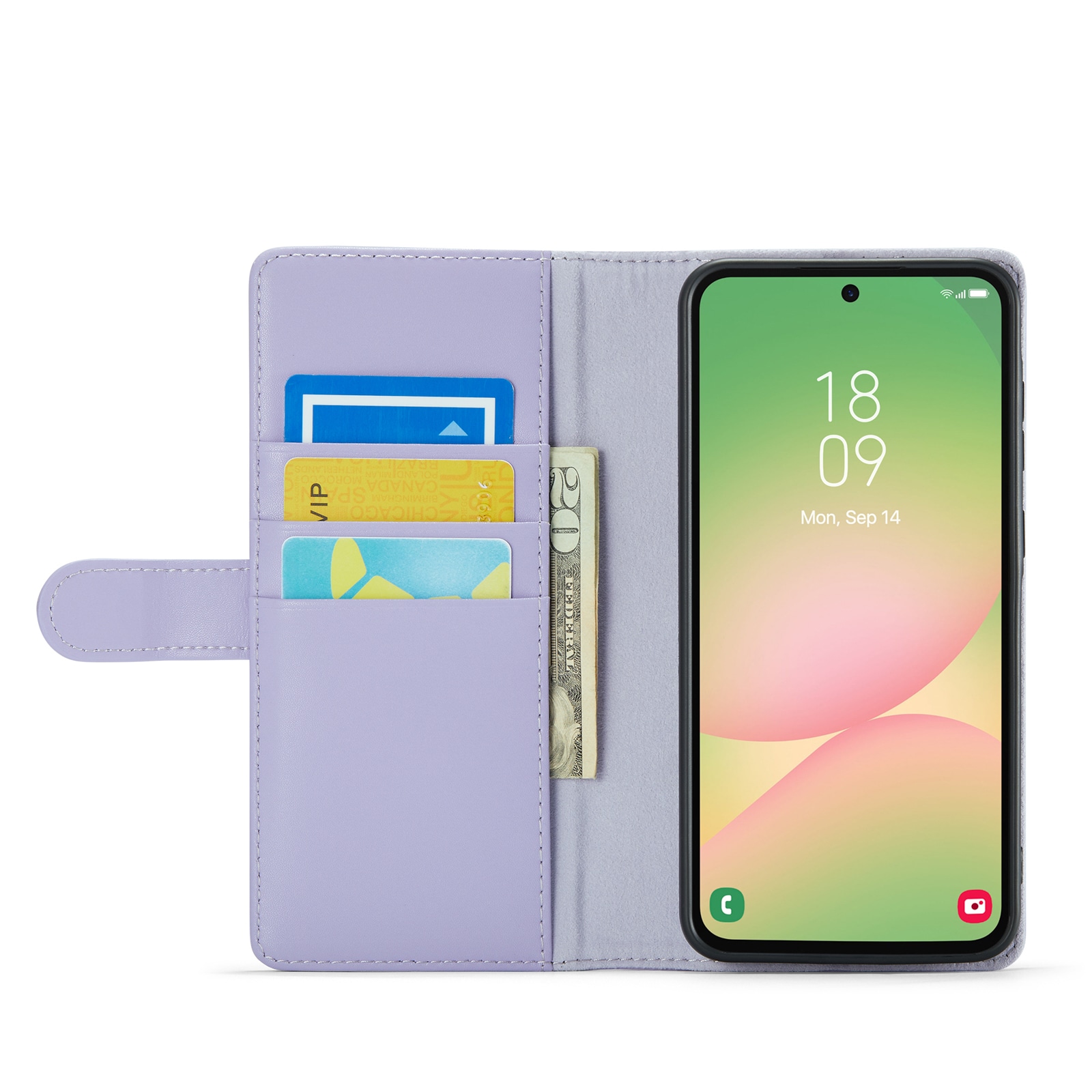 Samsung Galaxy A56 Pungetui i ægte læder, Lilla