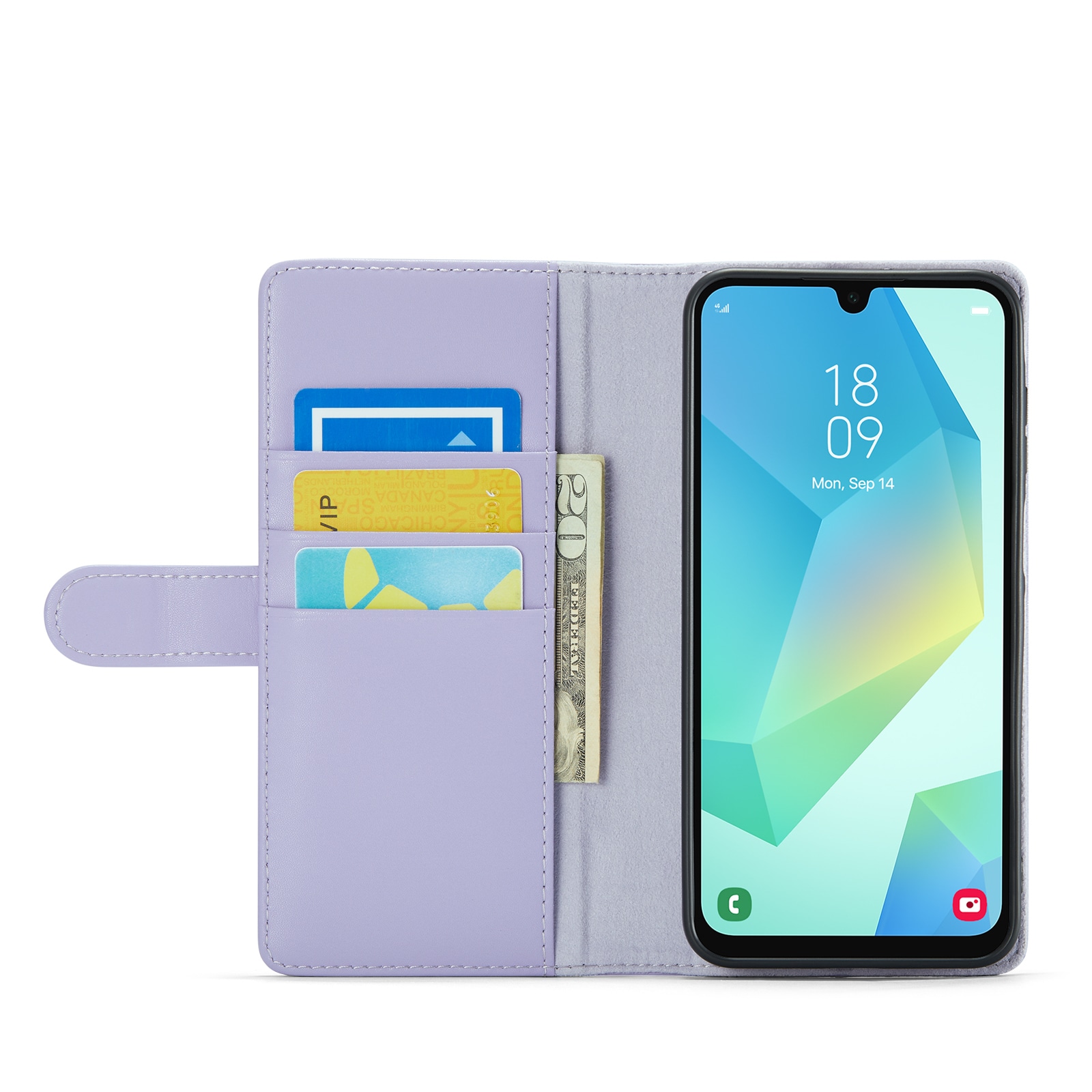 Samsung Galaxy A16 Pungetui i ægte læder, Lilla