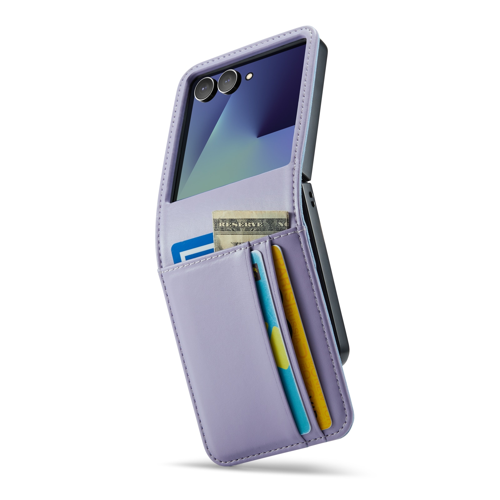 Samsung Galaxy Z Flip 7 Pungetui i ægte læder, Lilla