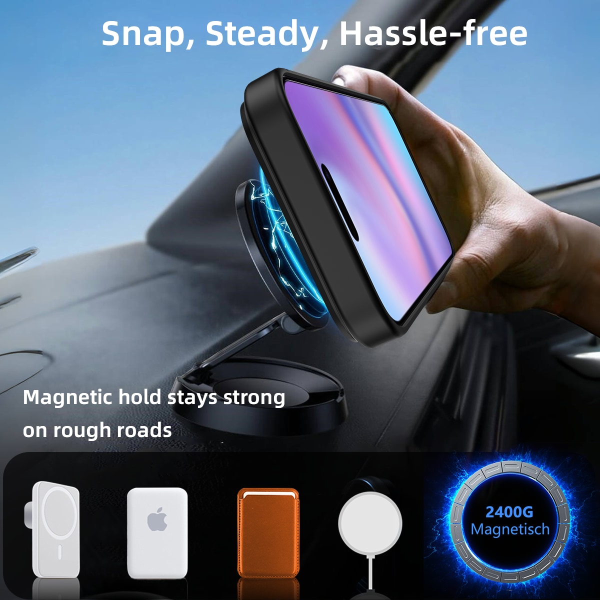 iPhone 17 Pro Magnetisk hybridcover med indbygget stativ , Sort