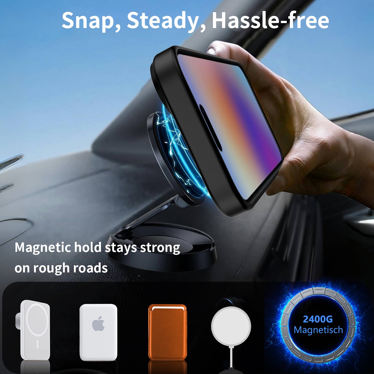 iPhone 17 Magnetisk hybridcover med indbygget stativ , Sort