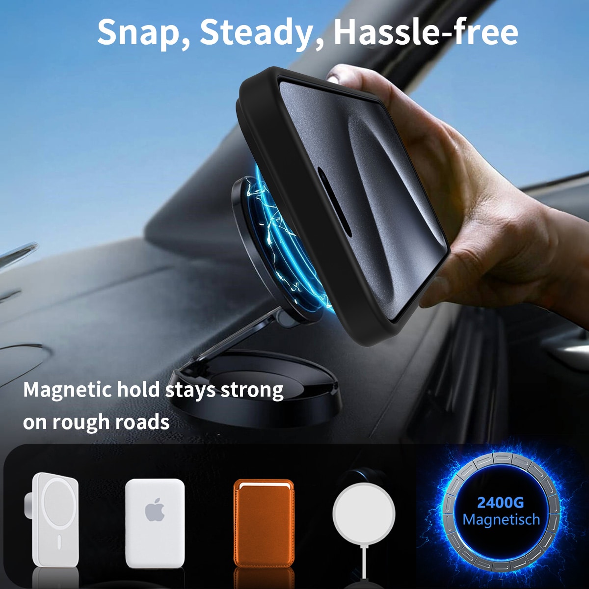 iPhone 15 Pro Max Magnetisk hybridcover med indbygget stativ , Sort