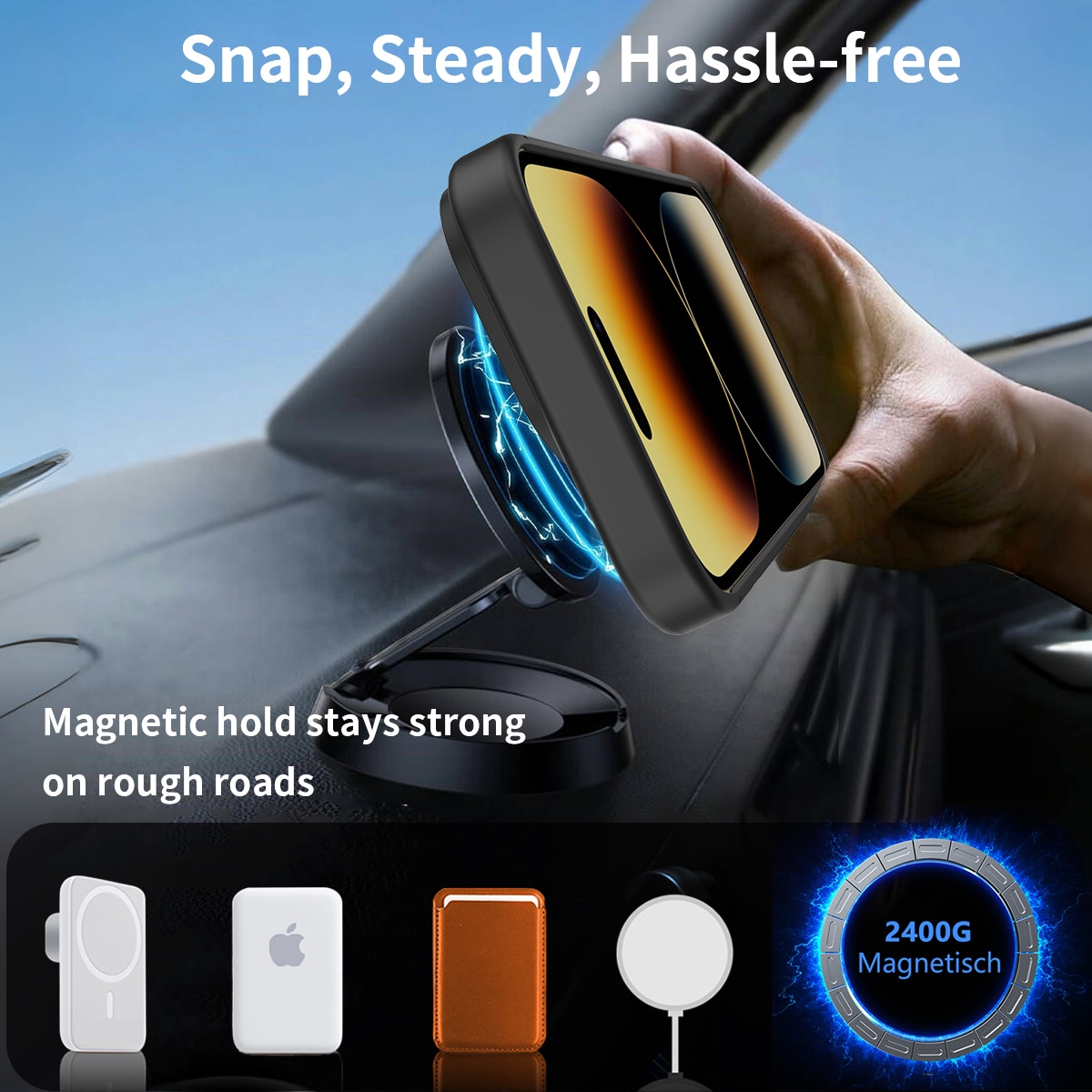 iPhone 14 Pro Magnetisk hybridcover med indbygget stativ , Sort