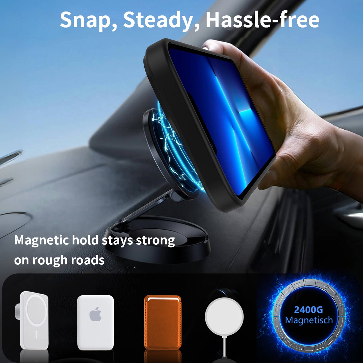 iPhone 13 Pro Max Magnetisk hybridcover med indbygget stativ , Sort