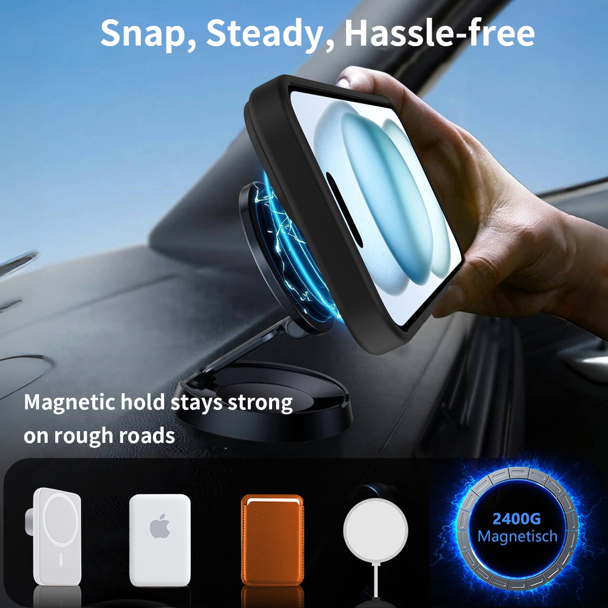 iPhone 14 Magnetisk hybridcover med indbygget stativ , Sort