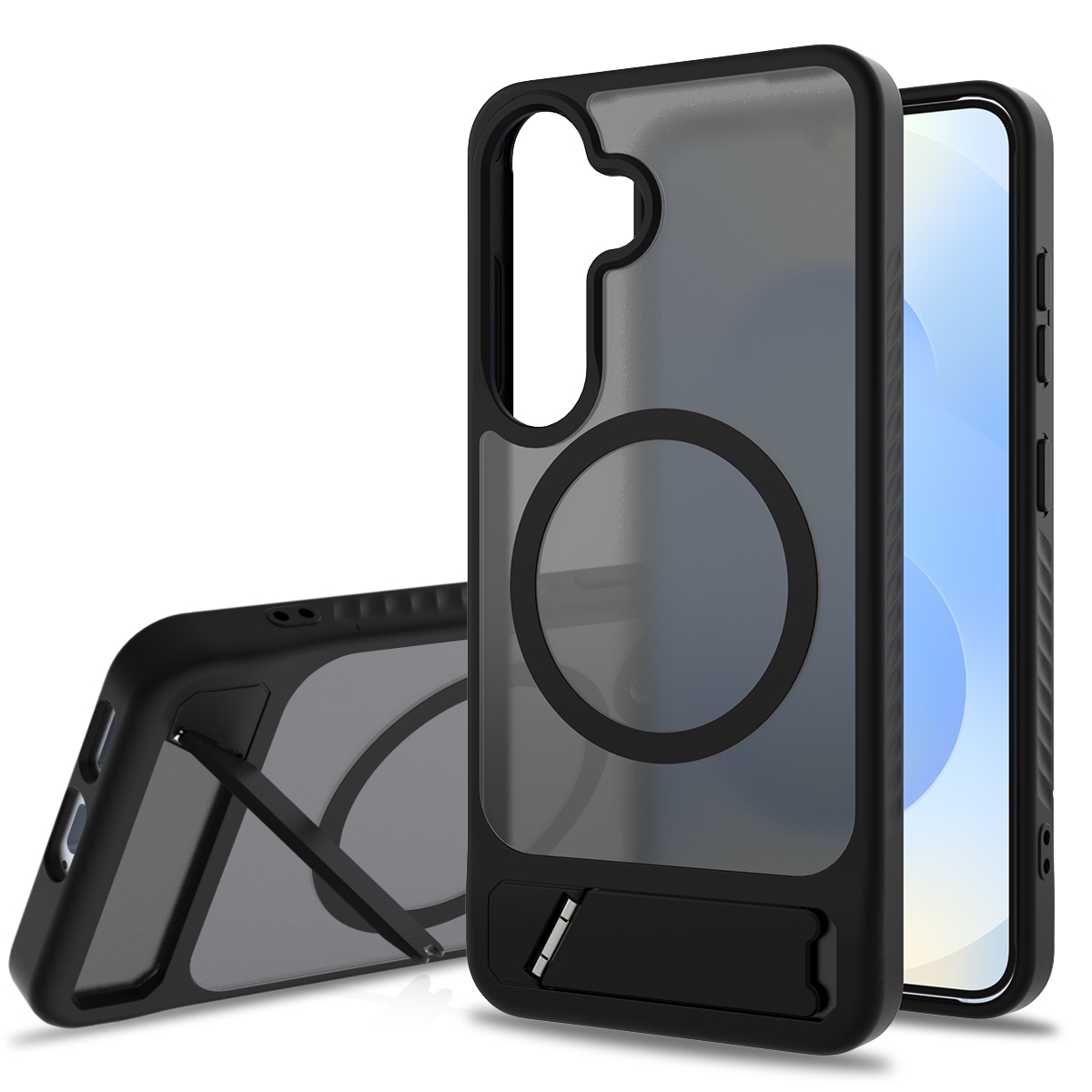Samsung Galaxy S25 Magnetisk hybridcover med indbygget stativ , Sort