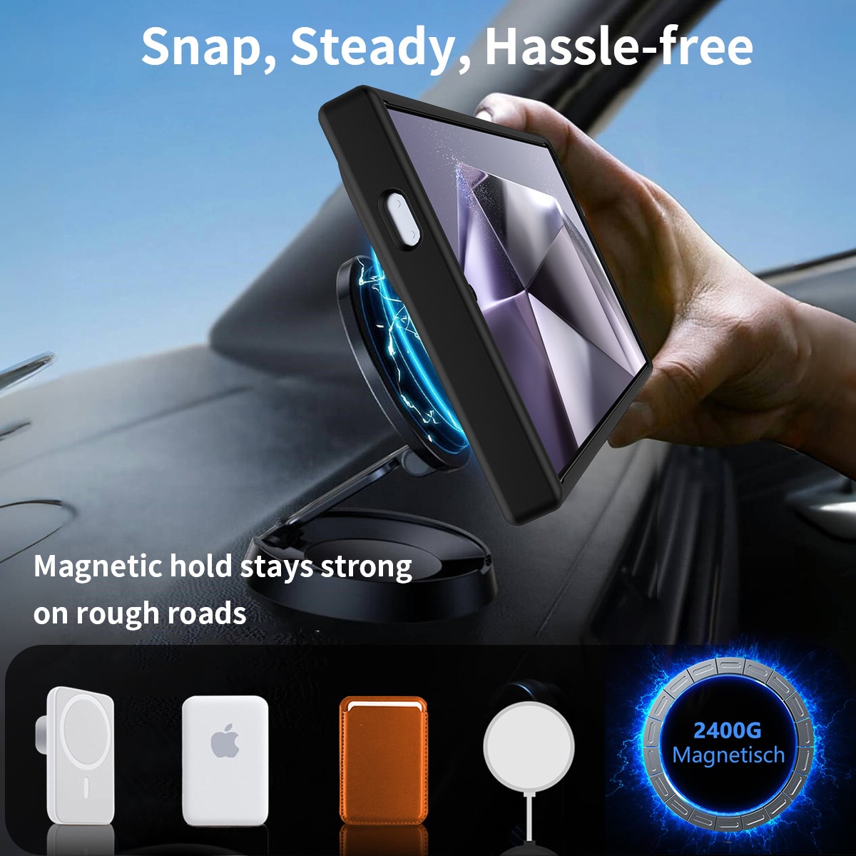 Samsung Galaxy S24 Ultra Magnetisk hybridcover med indbygget stativ , Sort