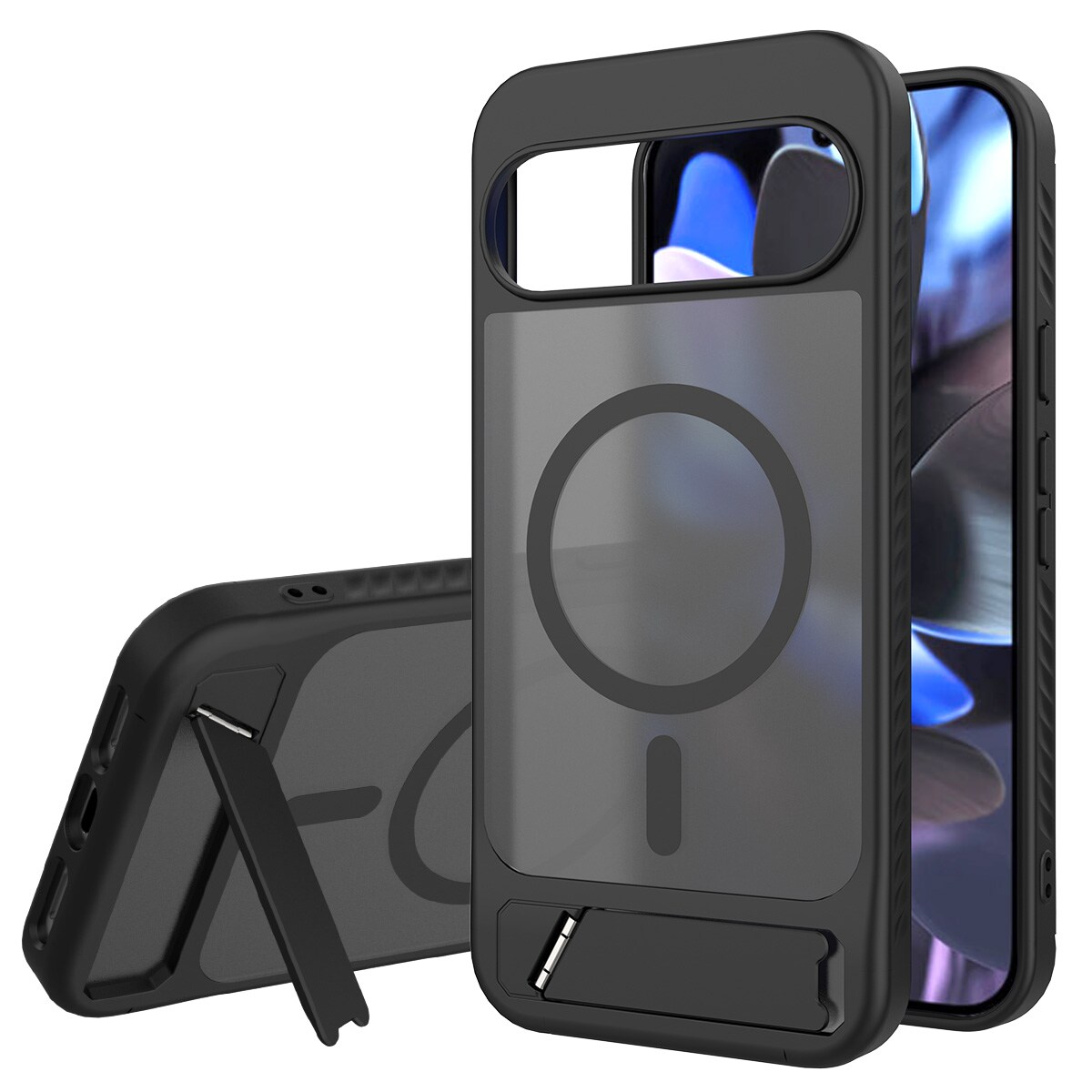 Google Pixel 9 Pro XL Magnetisk hybridcover med indbygget stativ , Sort