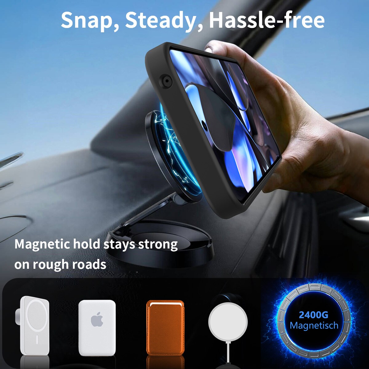 Google Pixel 9 Pro XL Magnetisk hybridcover med indbygget stativ , Sort