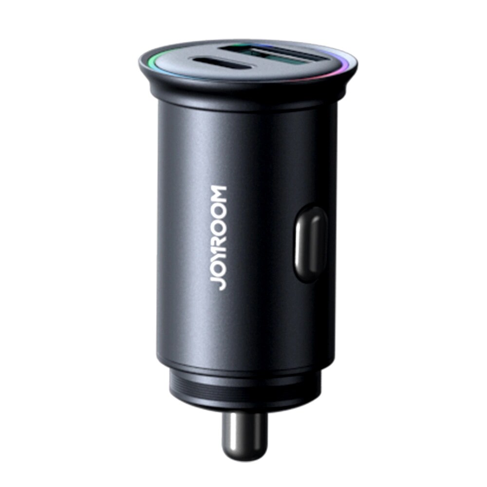 Mini biloplader med USB-C + USB-A port 60W, Sort