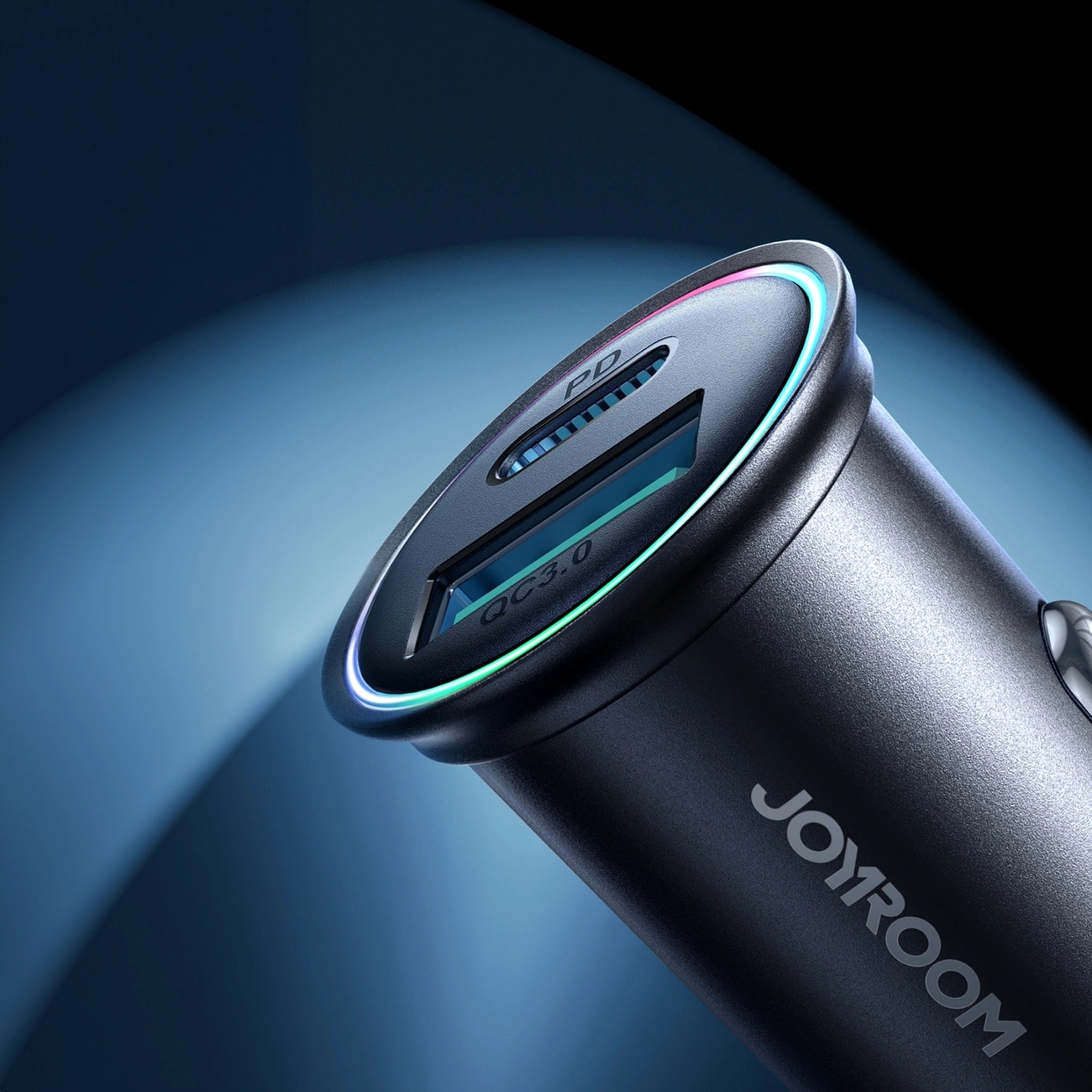 Mini biloplader med USB-C + USB-A port 60W, Sort
