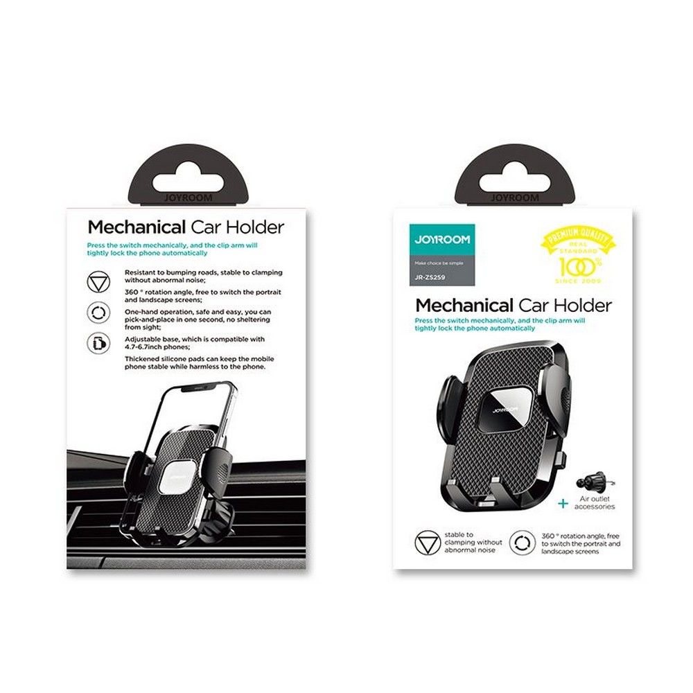 JR-ZS259 Smart mobilholder til bilens luftgitter, Sort