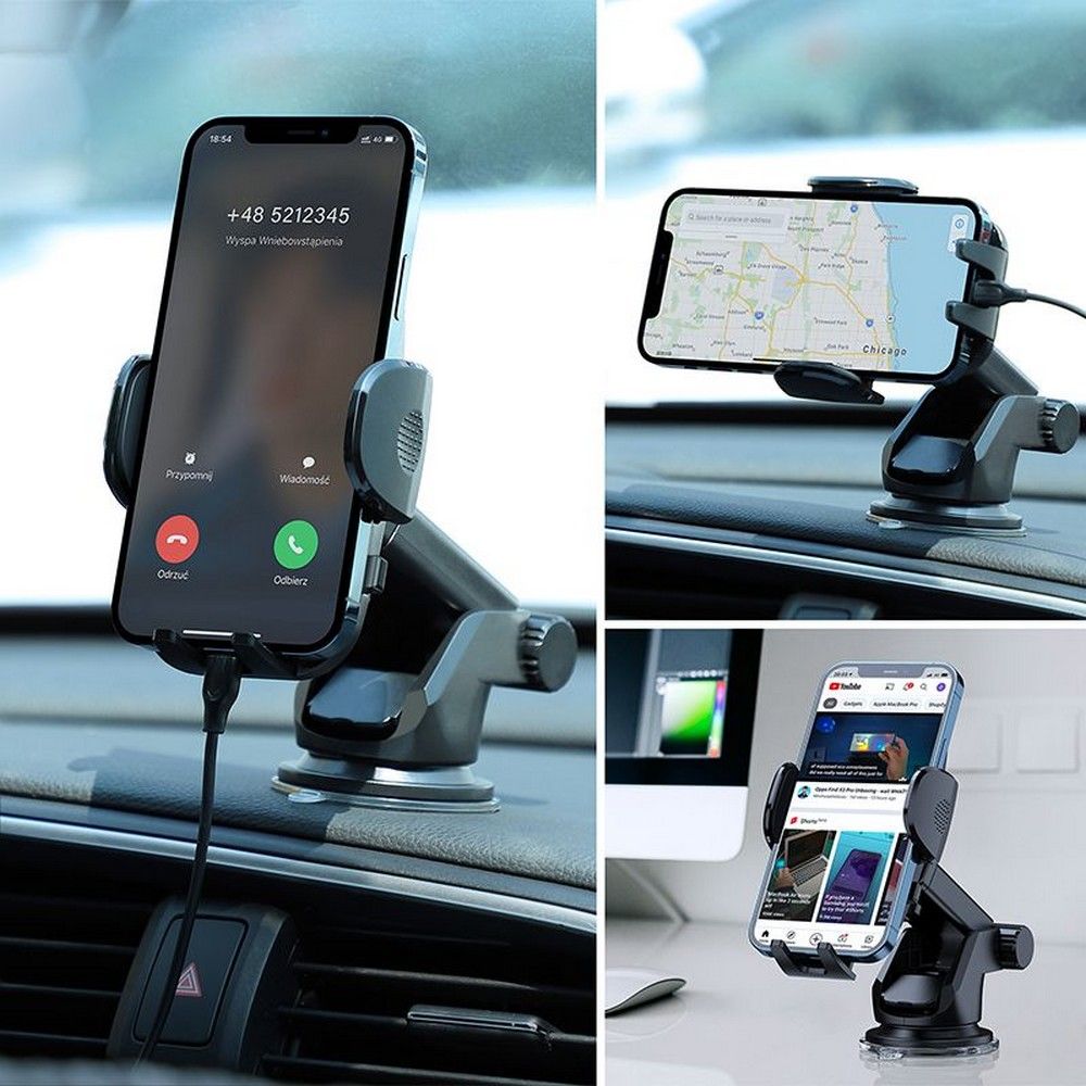 JR-ZS259 Praktisk mobilholder til bilens instrumentbræt, Sort
