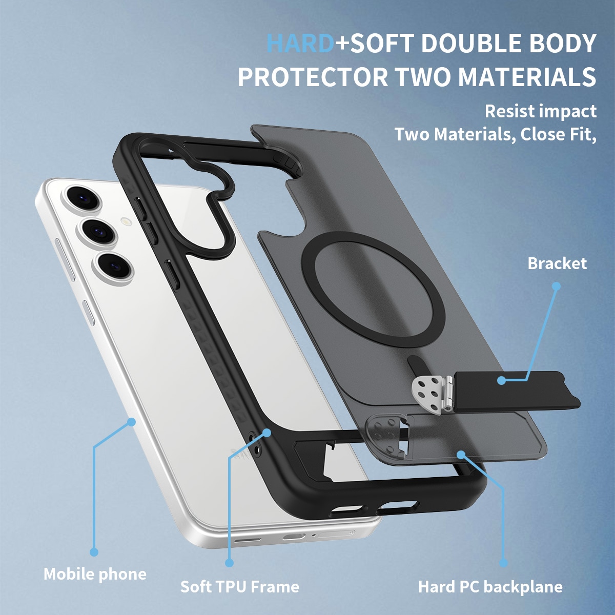 Samsung Galaxy S25 FE Magnetisk hybridcover med indbygget stativ , Sort