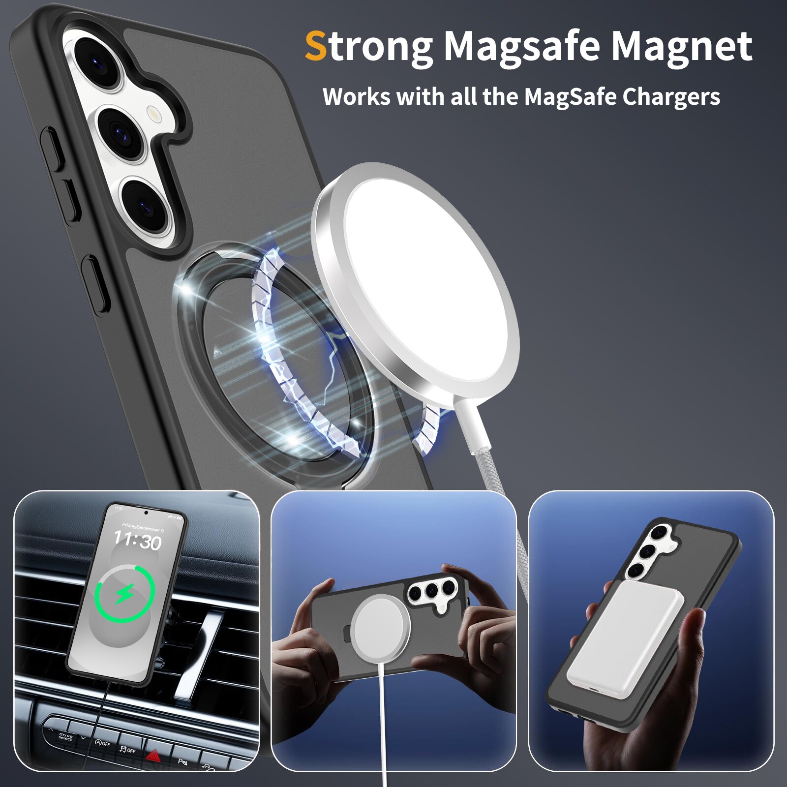 Samsung Galaxy S25 FE Magnetic hybridcover med stativfunktion, Sort