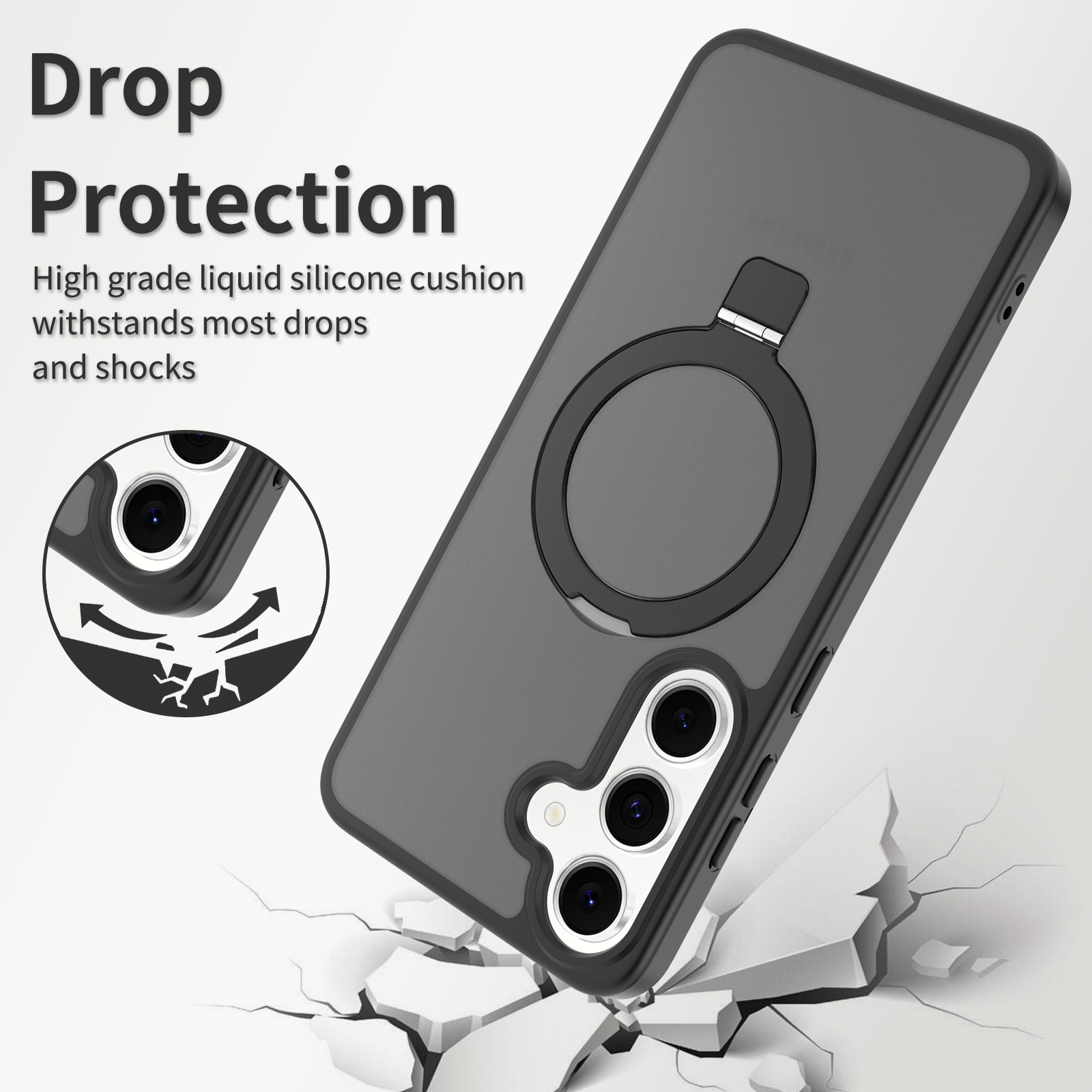 Samsung Galaxy S25 FE Magnetic hybridcover med stativfunktion, Sort