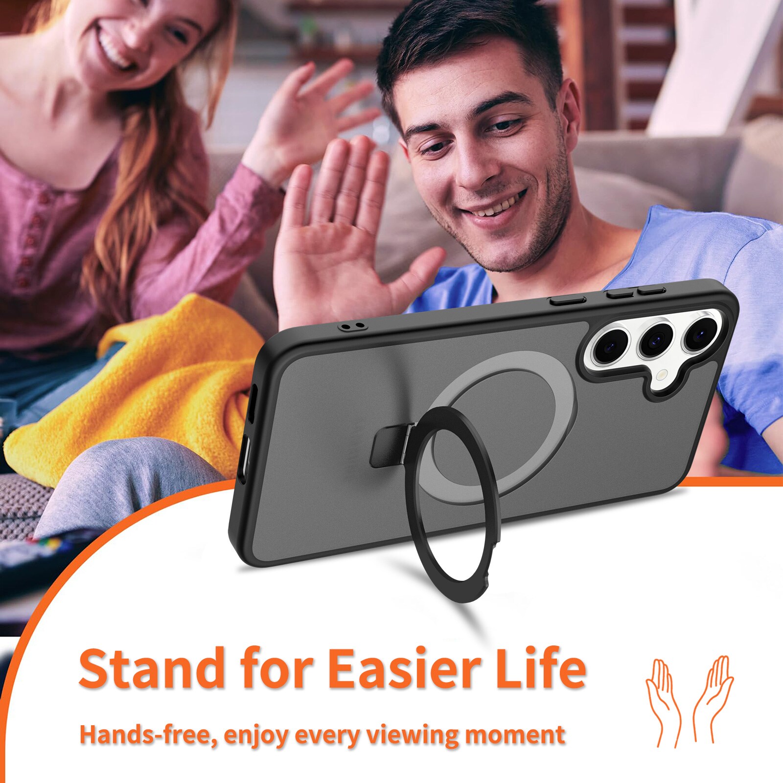 Samsung Galaxy S25 FE Magnetic hybridcover med stativfunktion, Sort