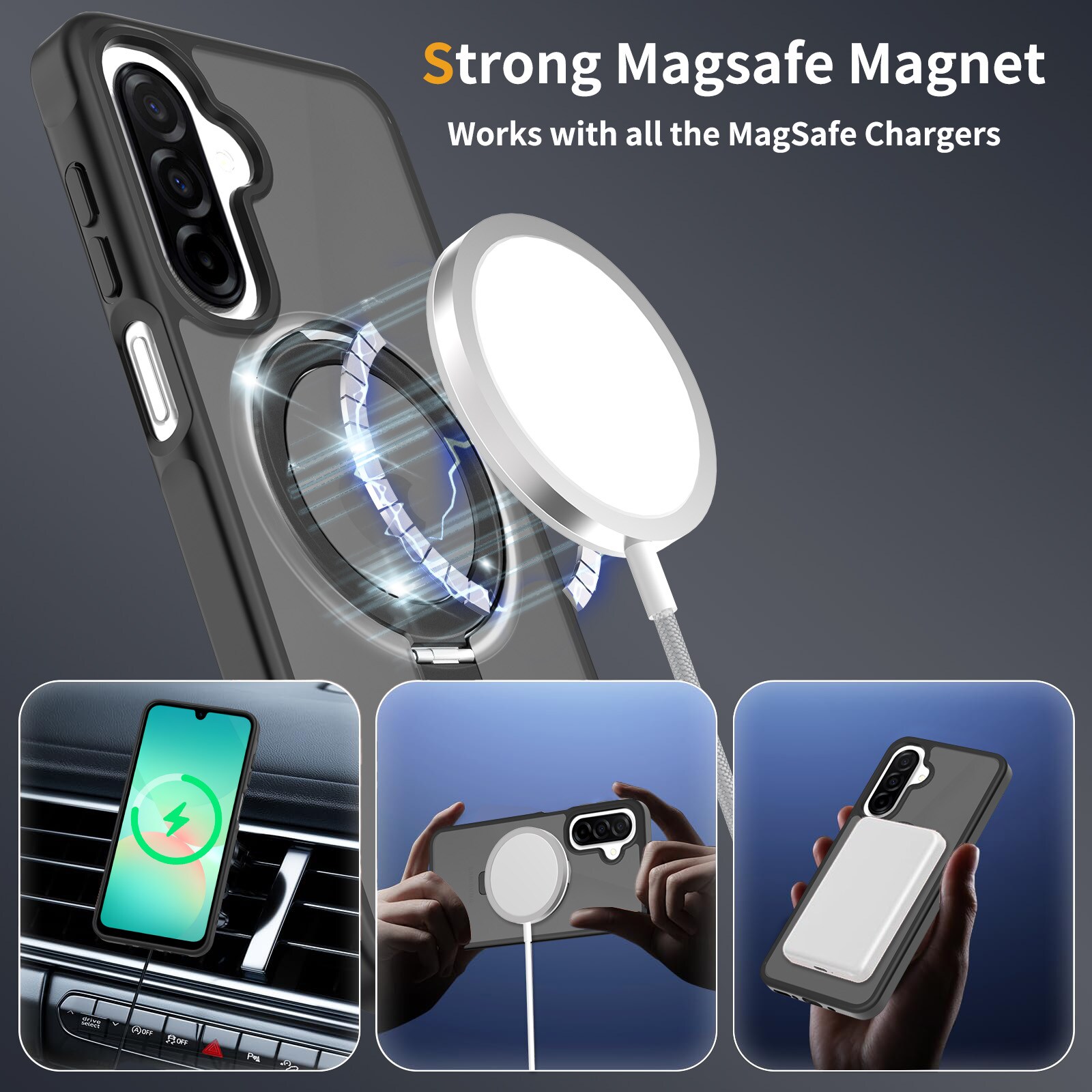 Samsung Galaxy A17 Magnetic hybridcover med stativfunktion, Sort