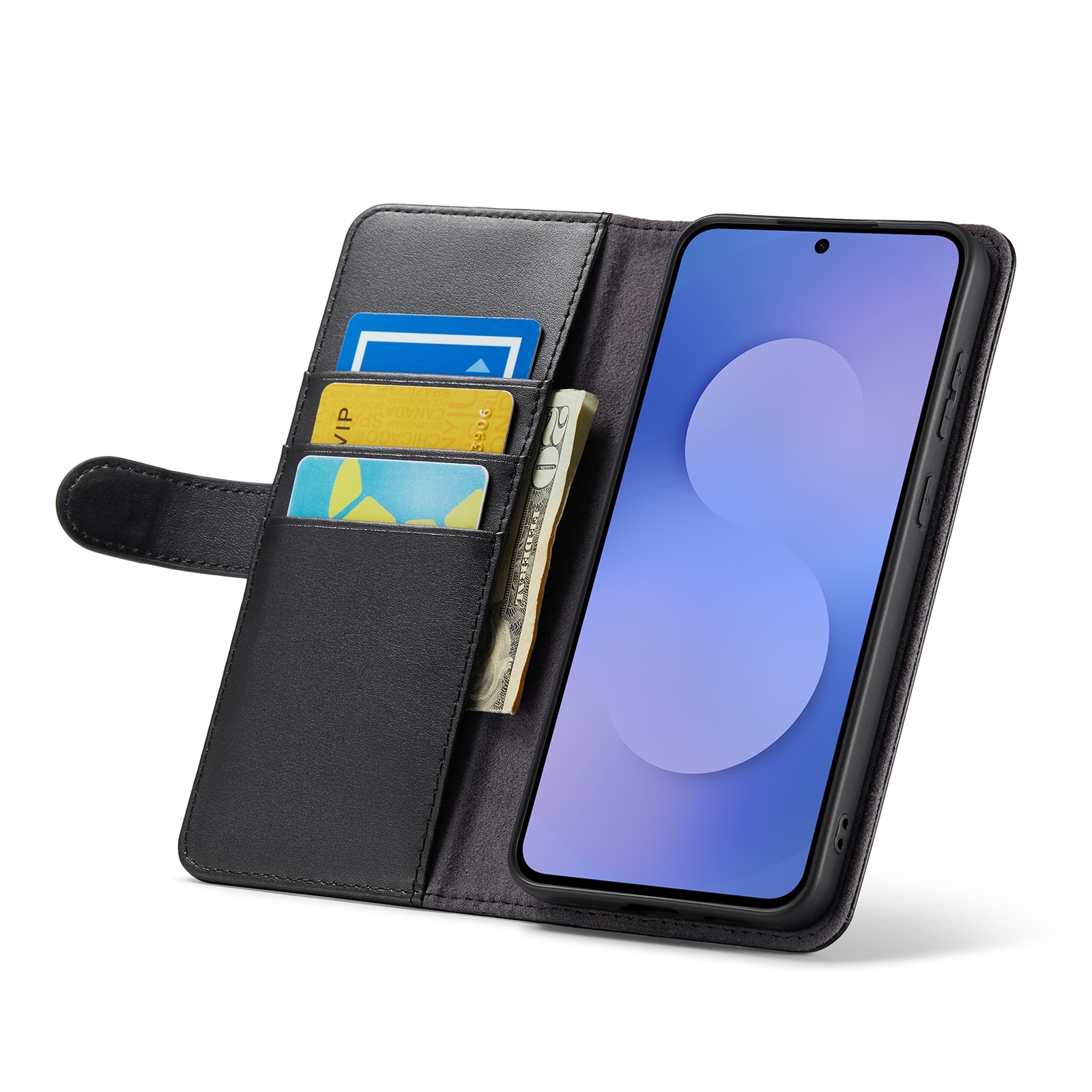 Samsung Galaxy S25 FE Pungetui i ægte læder, Sort