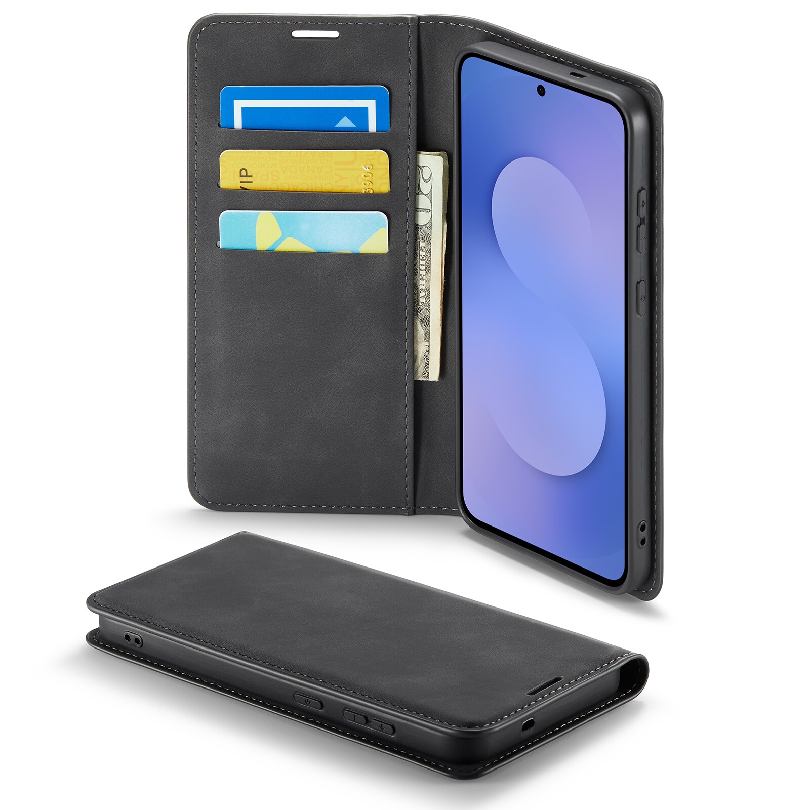 Samsung Galaxy S25 FE Slankt etui med kortholder, Sort