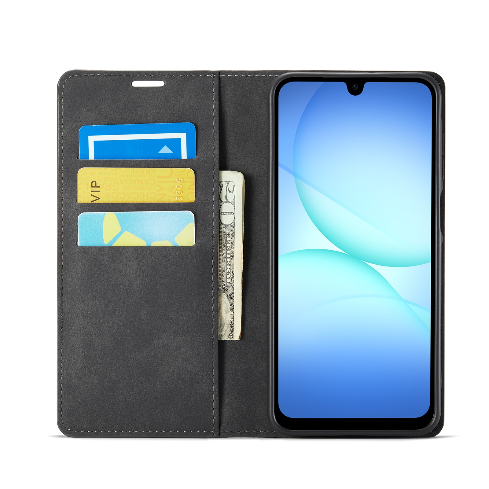 Samsung Galaxy A17 Slankt etui med kortholder, Sort