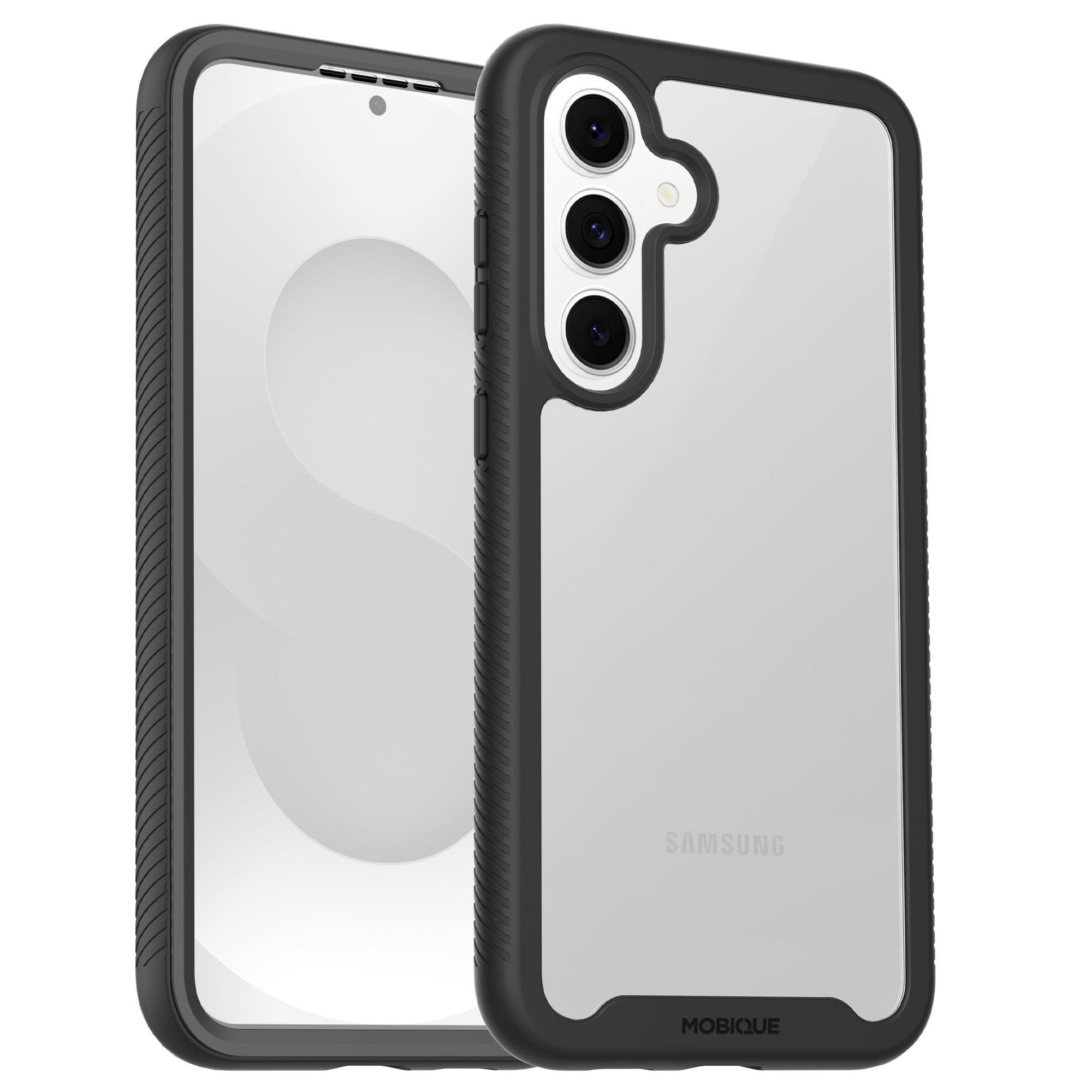 Samsung Galaxy S25 FE Mobilcover Full Protection, Sort/gennemsigtig