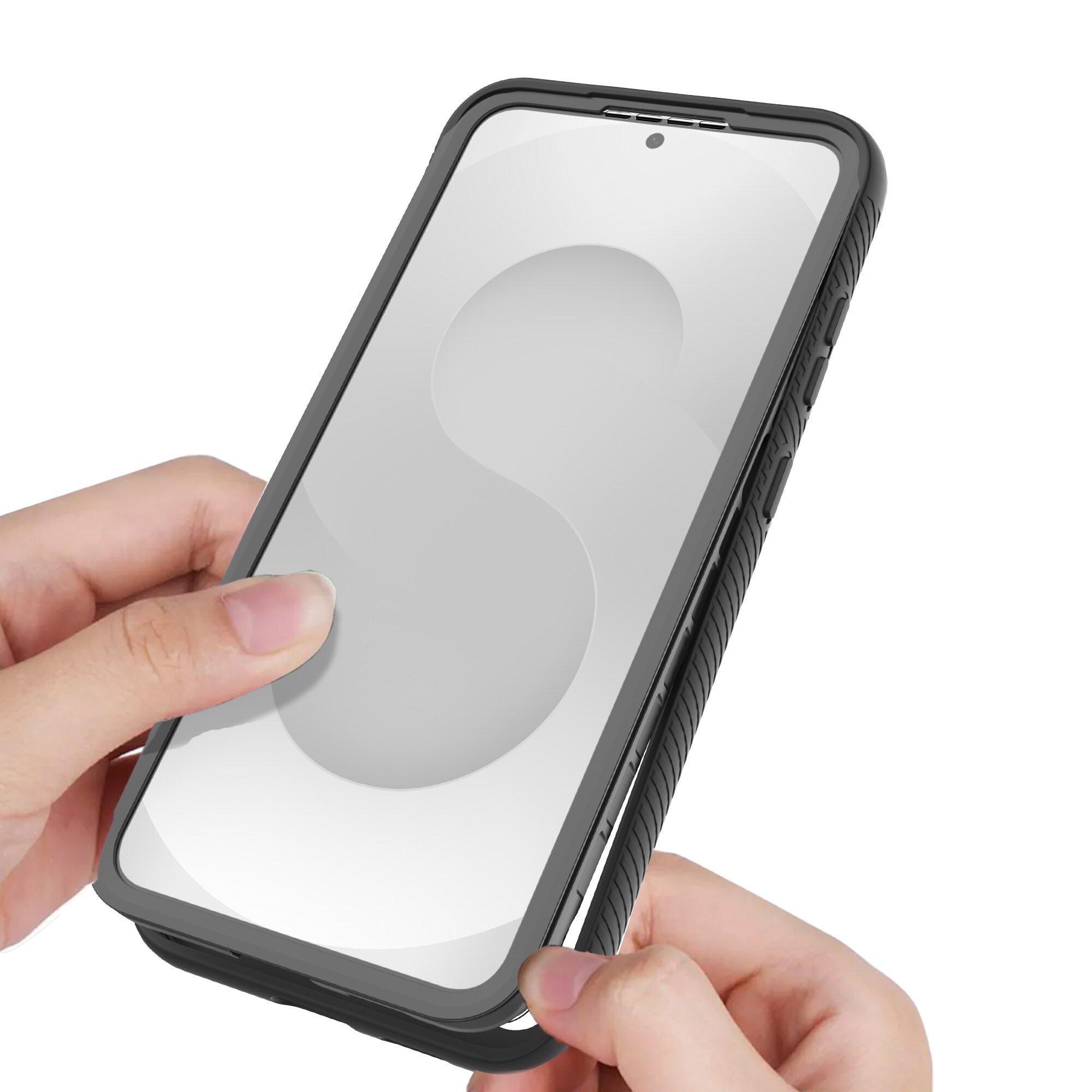 Samsung Galaxy S25 FE Mobilcover Full Protection, Sort/gennemsigtig