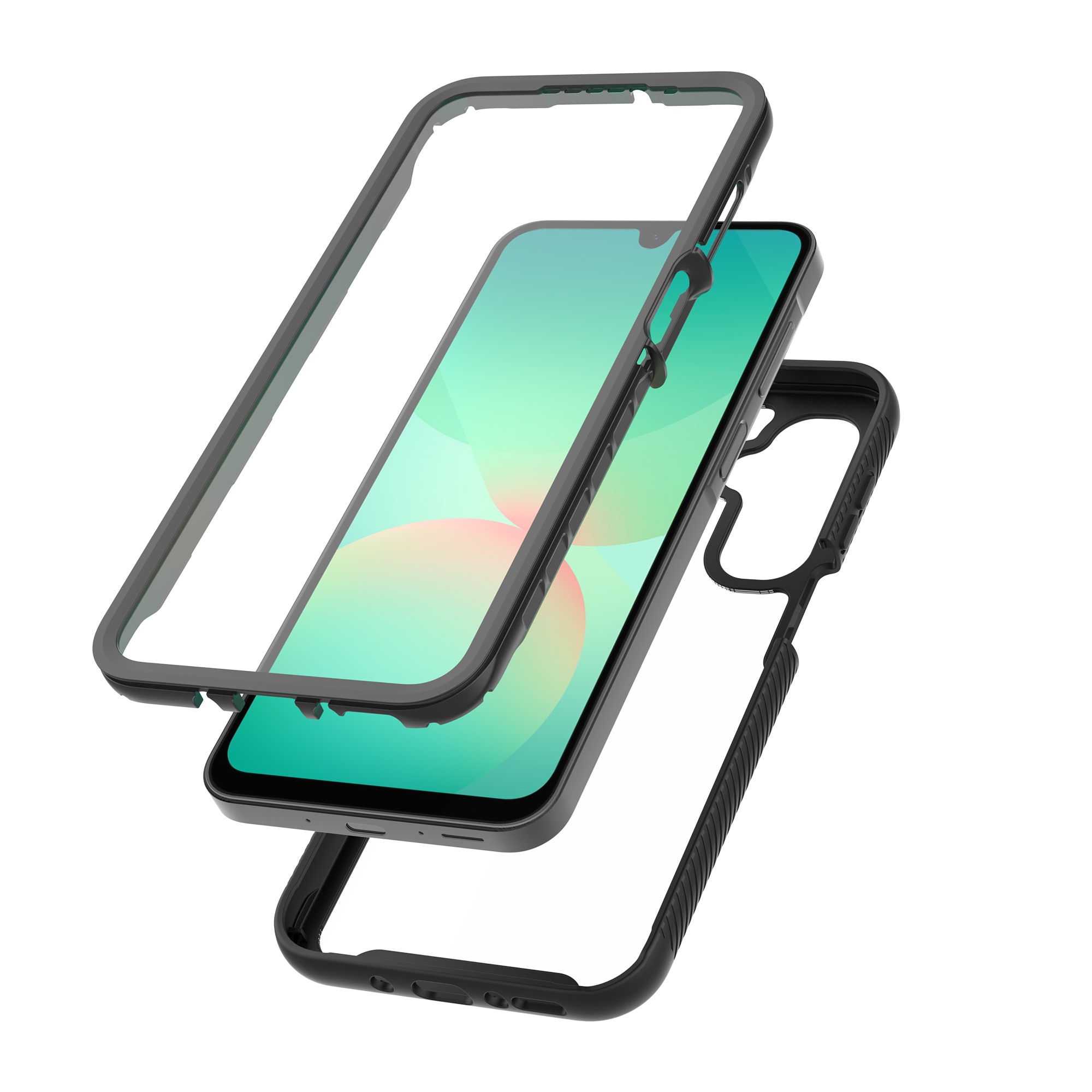Samsung Galaxy A17 Mobilcover Full Protection, Sort/gennemsigtig