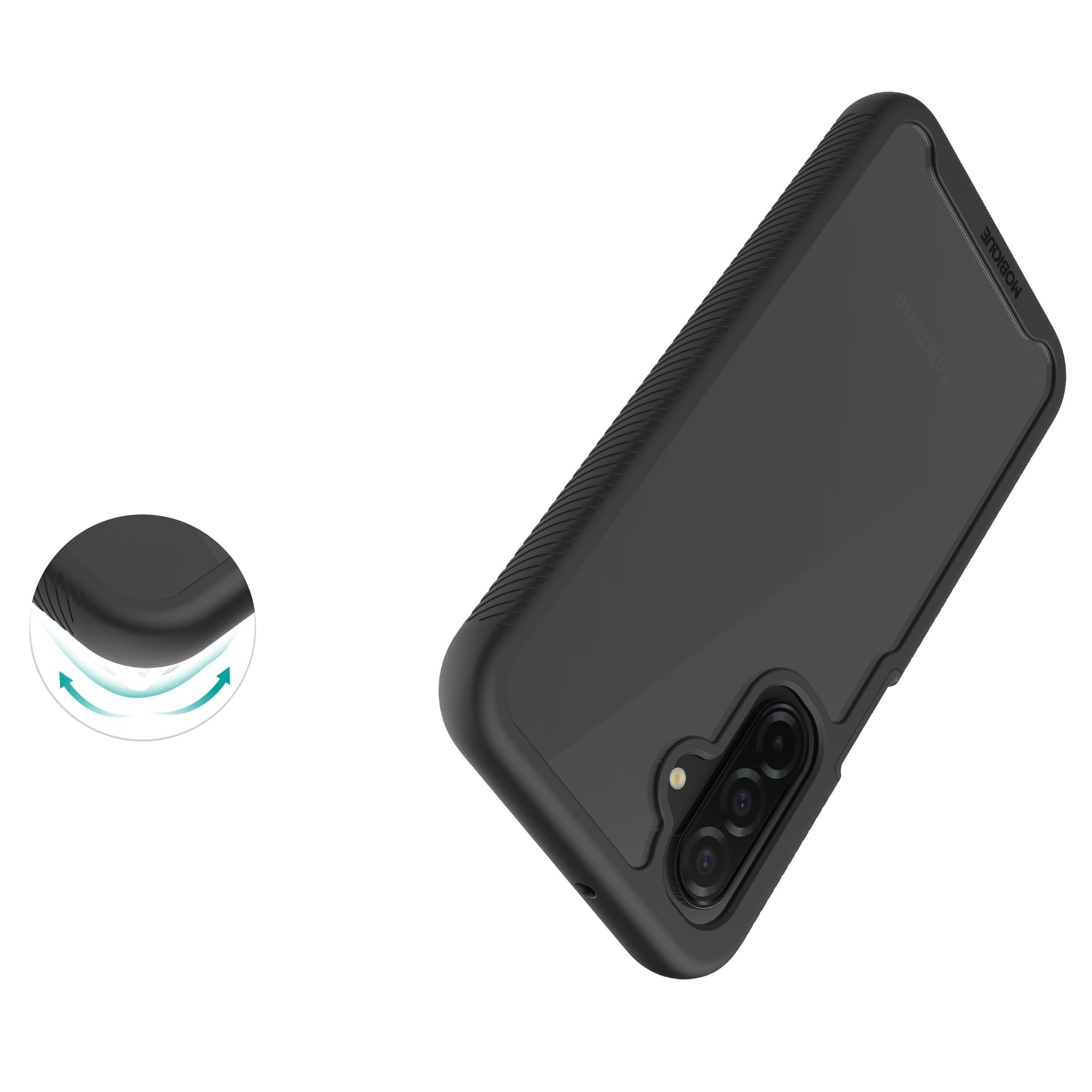 Samsung Galaxy A17 Mobilcover Full Protection, Sort/gennemsigtig