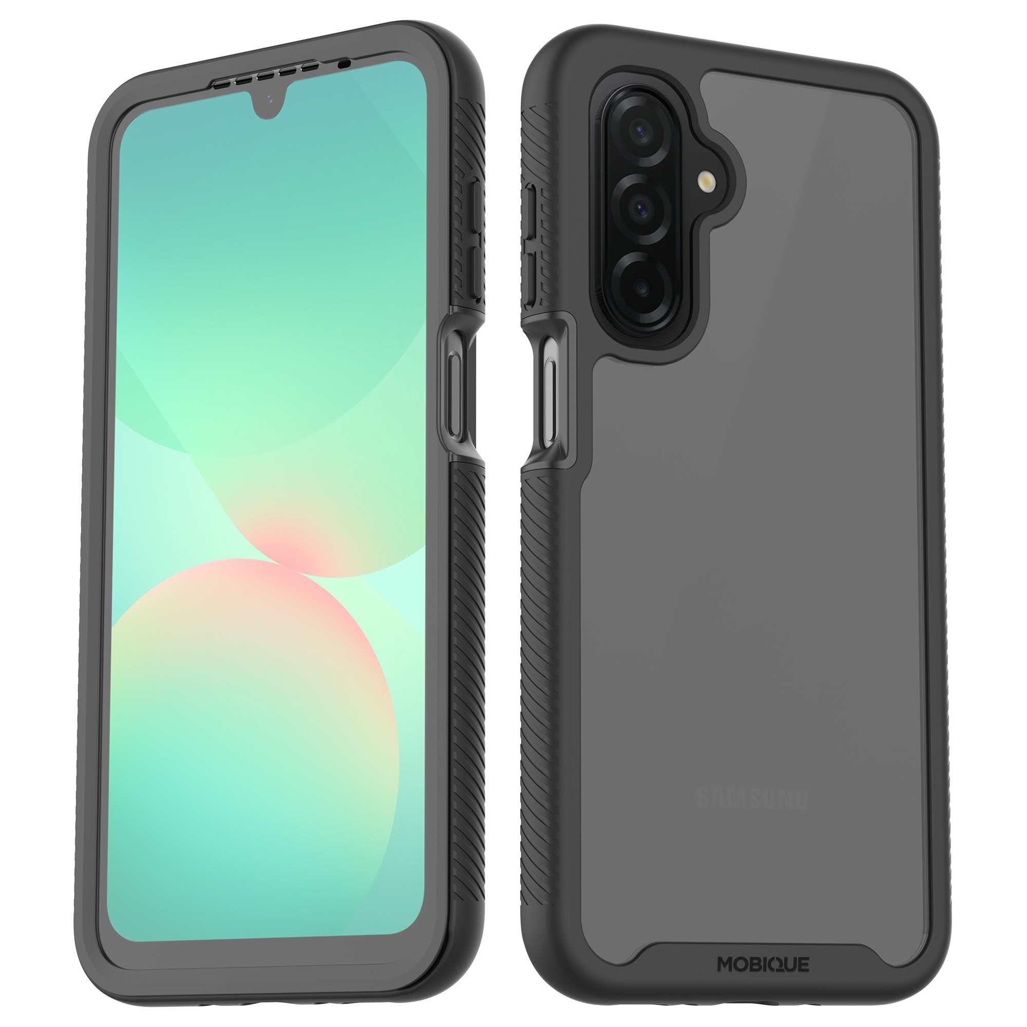 Samsung Galaxy A17 Mobilcover Full Protection, Sort/gennemsigtig