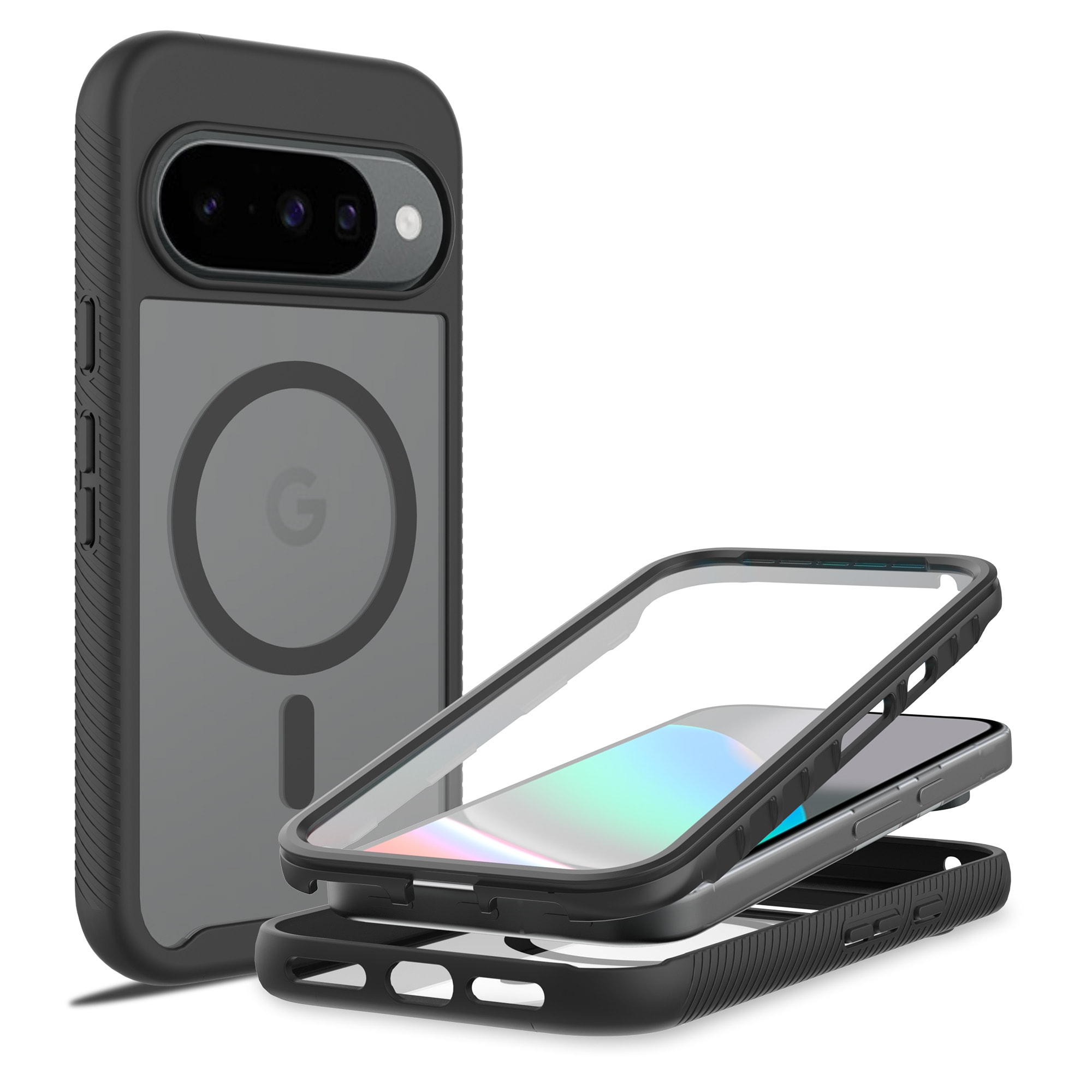 Google Pixel 10 Pro XL Mobilcover Magnetisk Full Protection, Sort/gennemsigtig