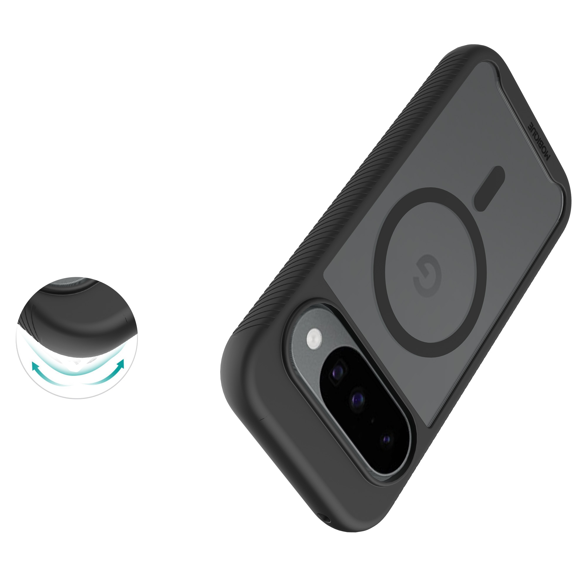 Google Pixel 9 Pro Mobilcover Magnetisk Full Protection, Sort/gennemsigtig